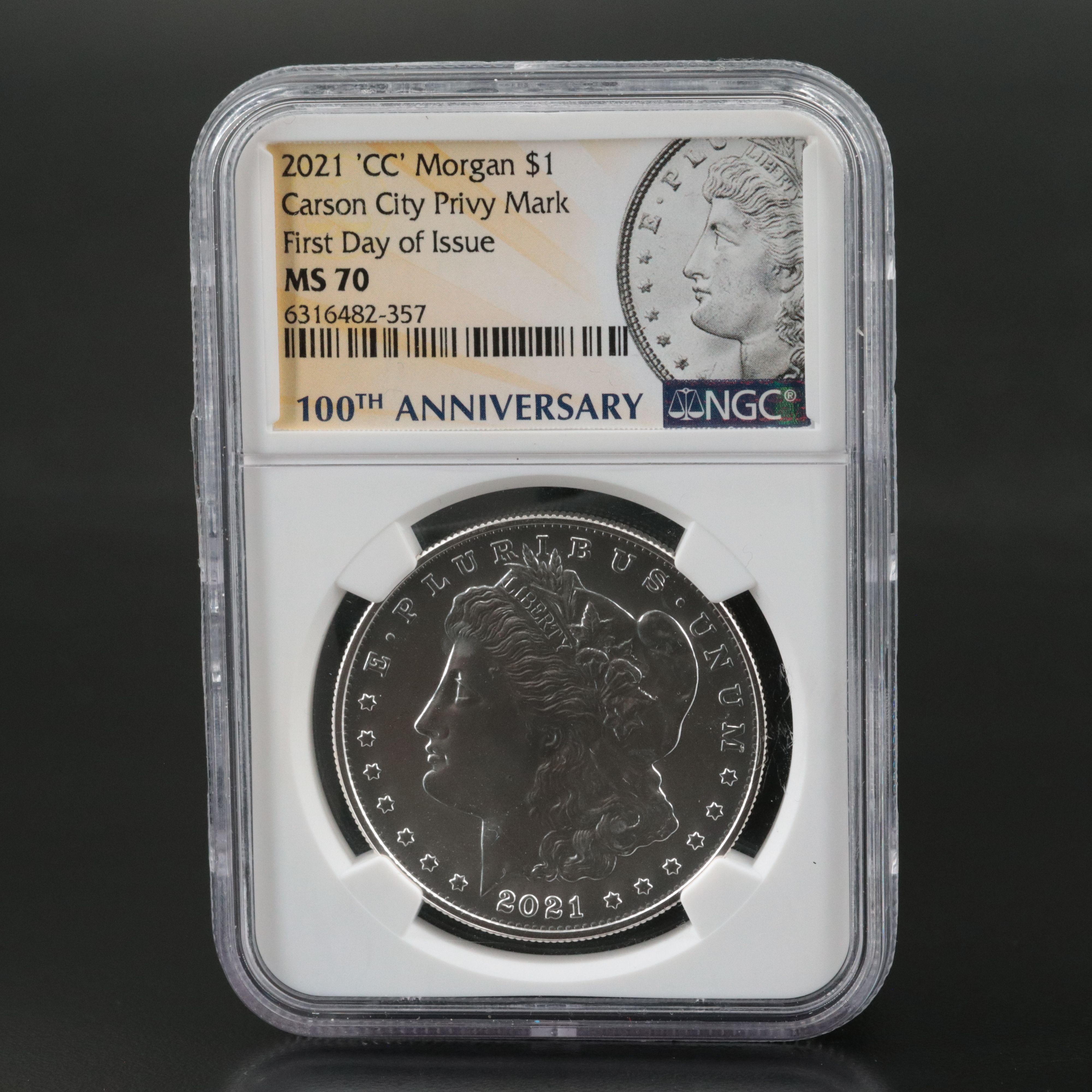 NGC Graded MS70 2021-CC Privy Mark Morgan Silver Dollar, First Day of Issue