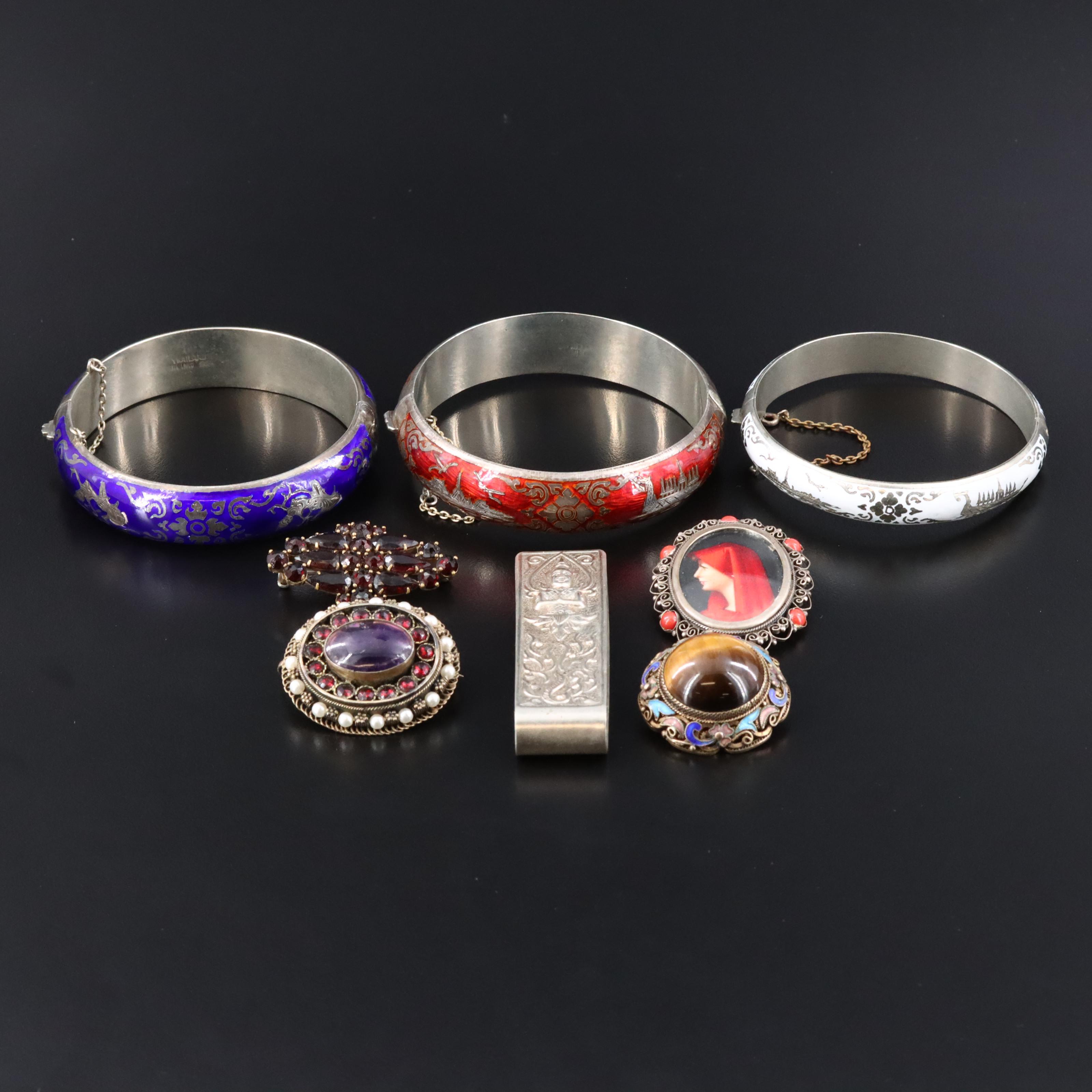 Siam Sterling, 800 Silver and Vintage Brooches Featured in Jewelry