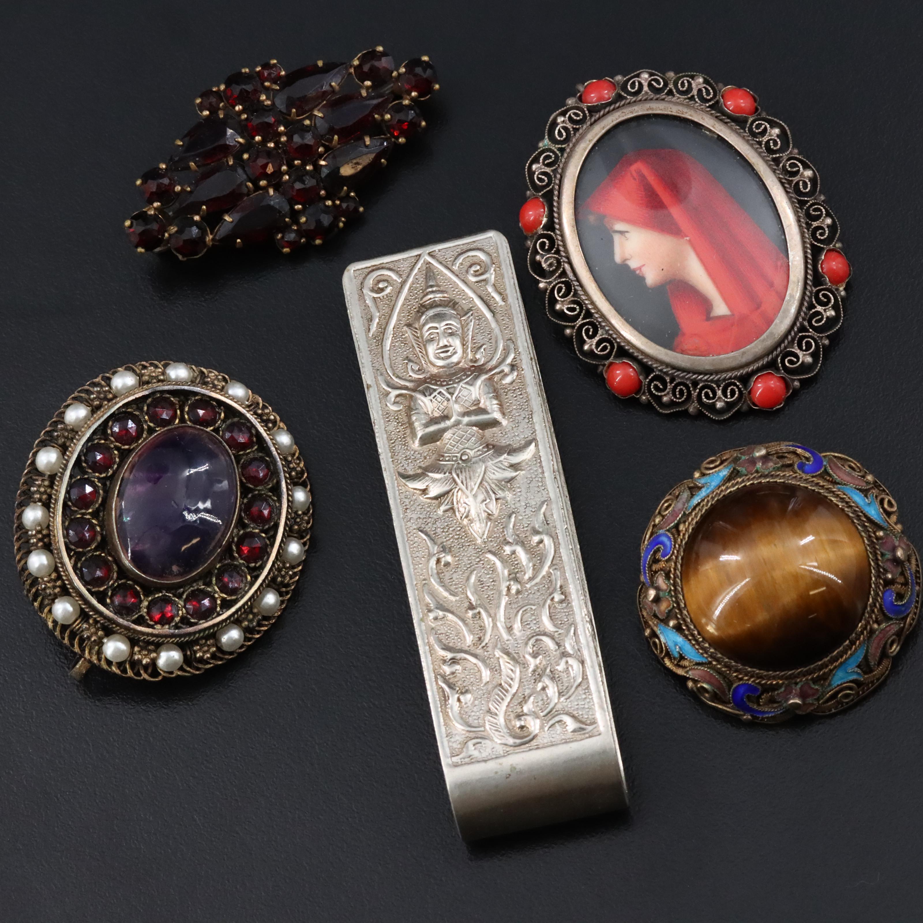Siam Sterling, 800 Silver and Vintage Brooches Featured in Jewelry