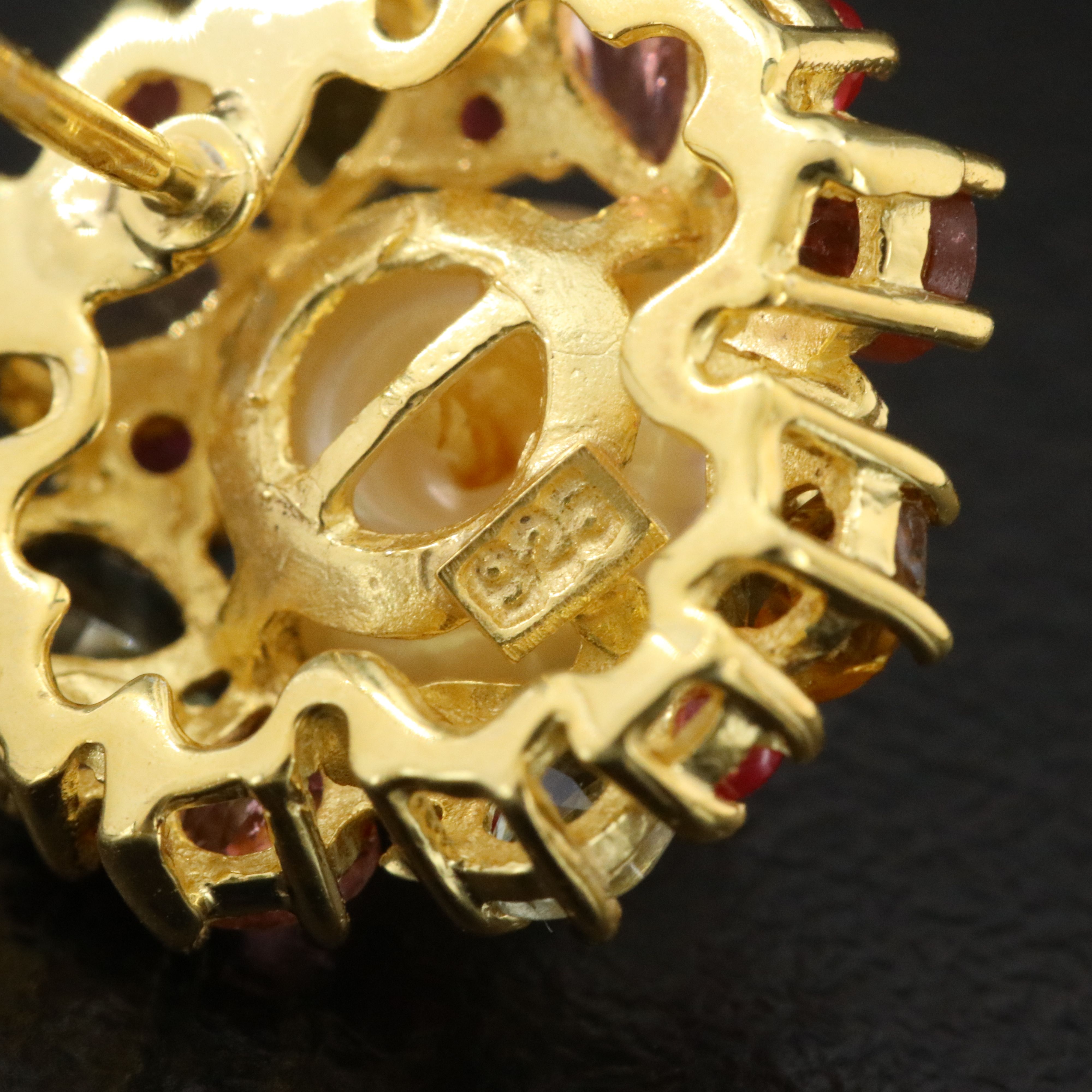 Sterling Pearl, Ruby and Tourmaline Earrings