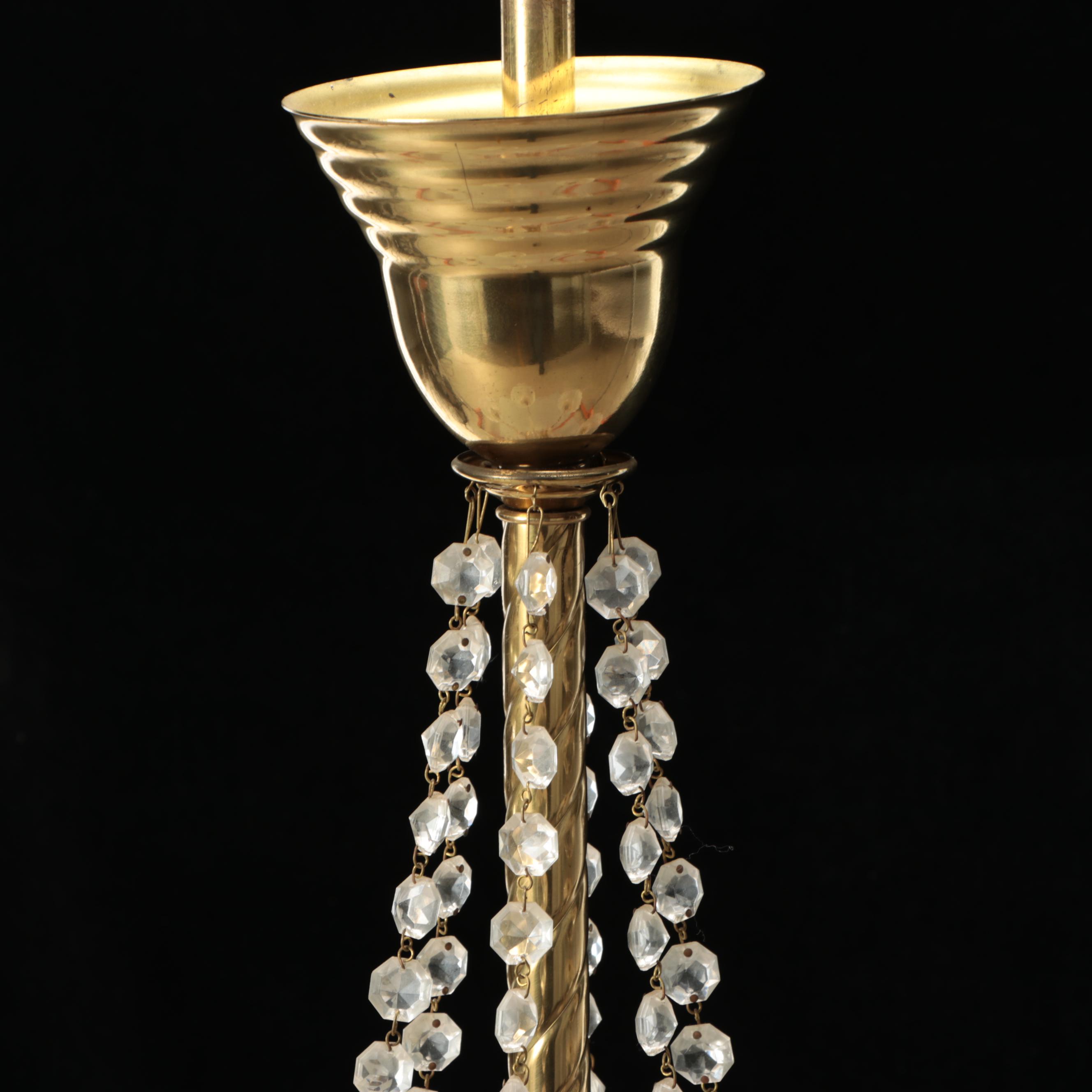 Fleur-de-Lis Torchère Shade Brass Finish Chandelier