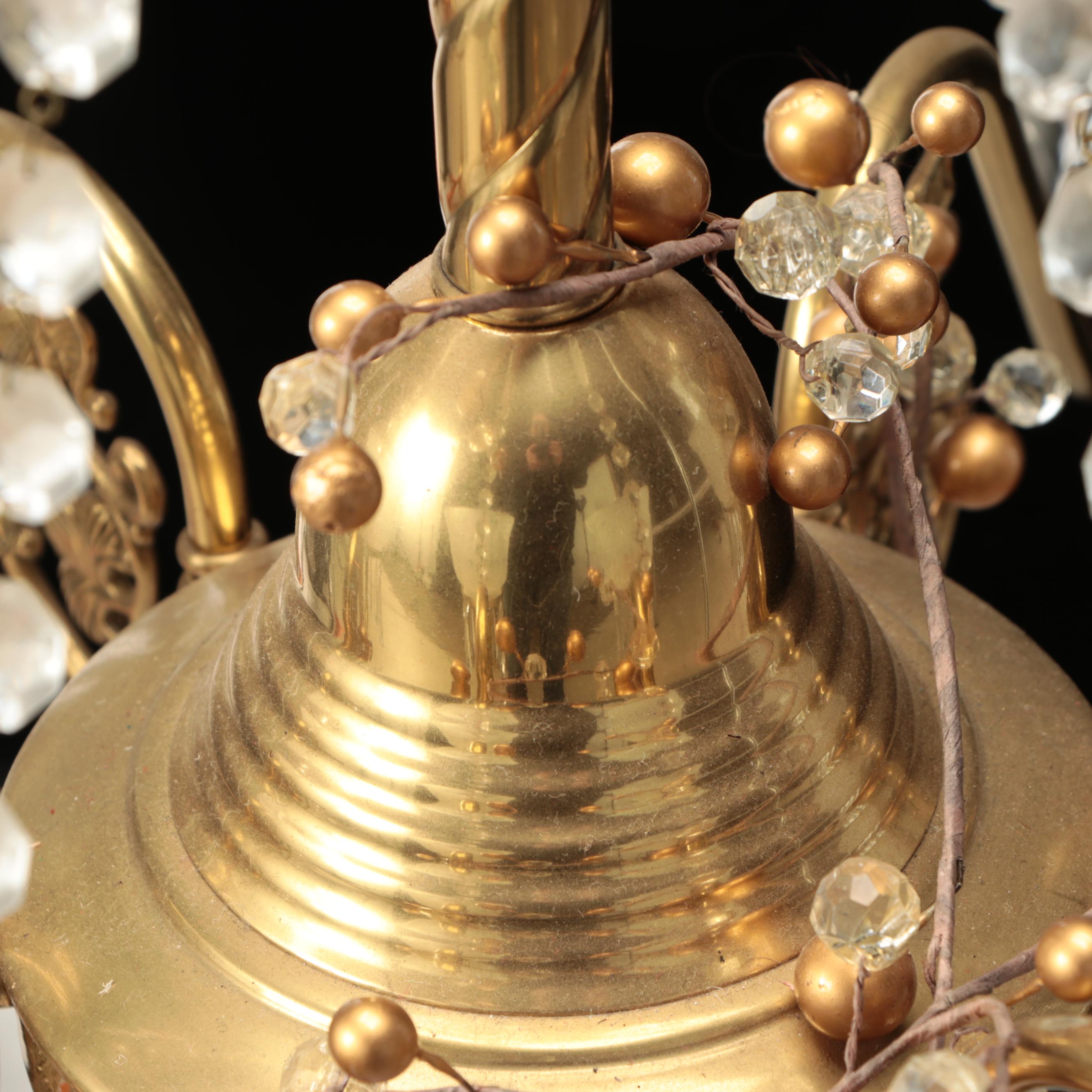 Fleur-de-Lis Torchère Shade Brass Finish Chandelier