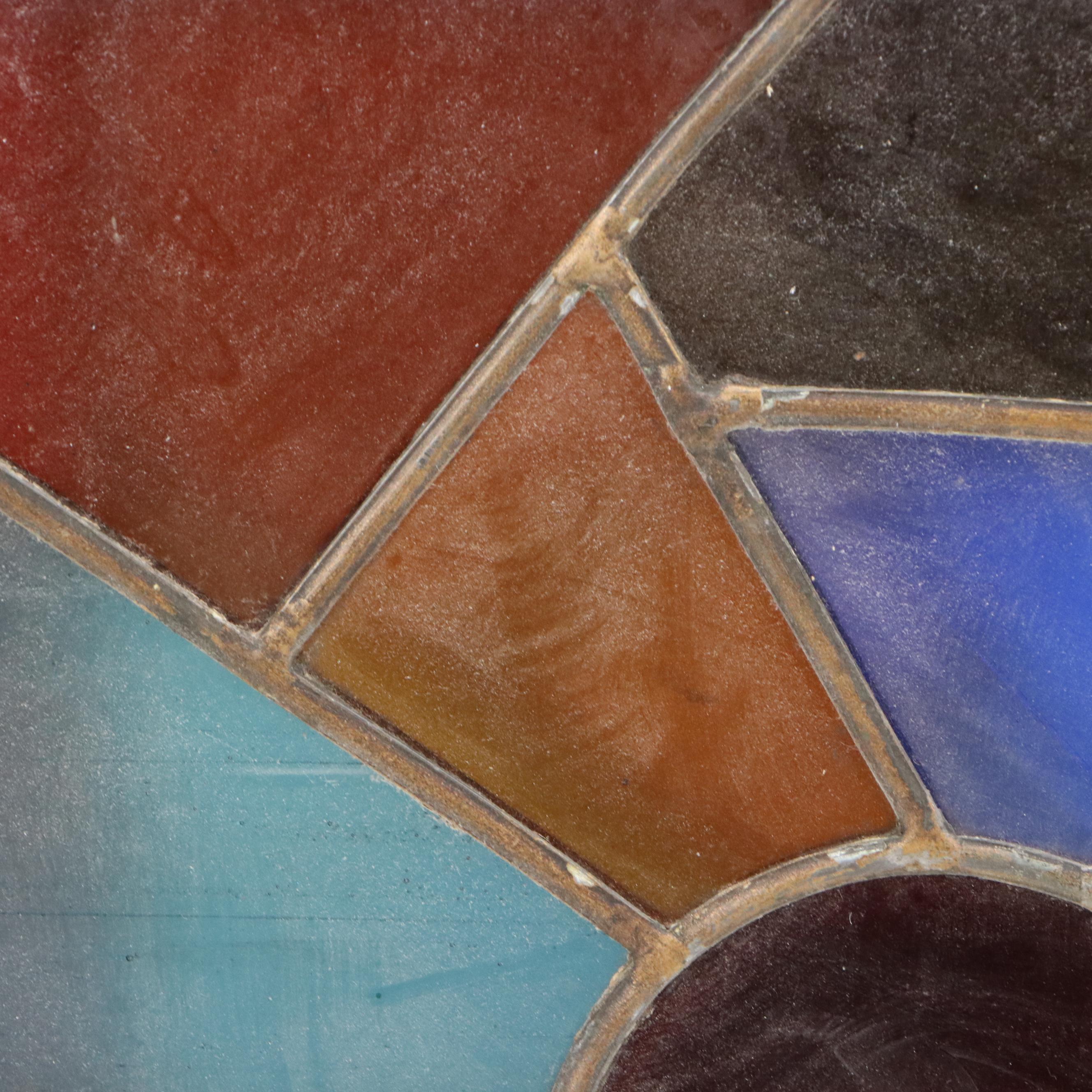 Abstract Geometric Stained Glass Window Panel