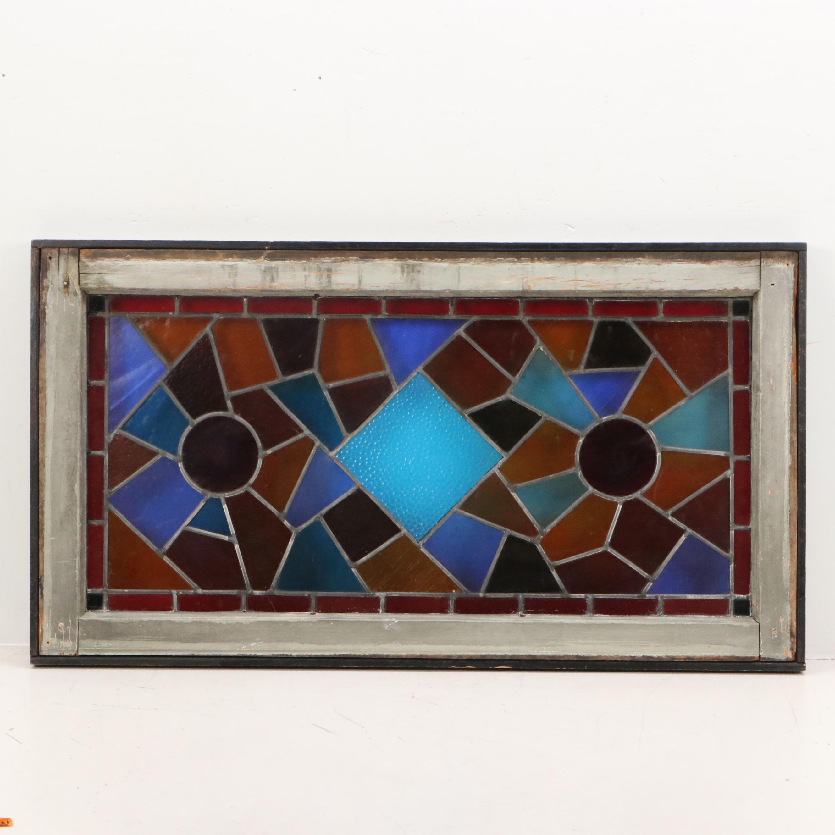 Abstract Geometric Stained Glass Window Panel
