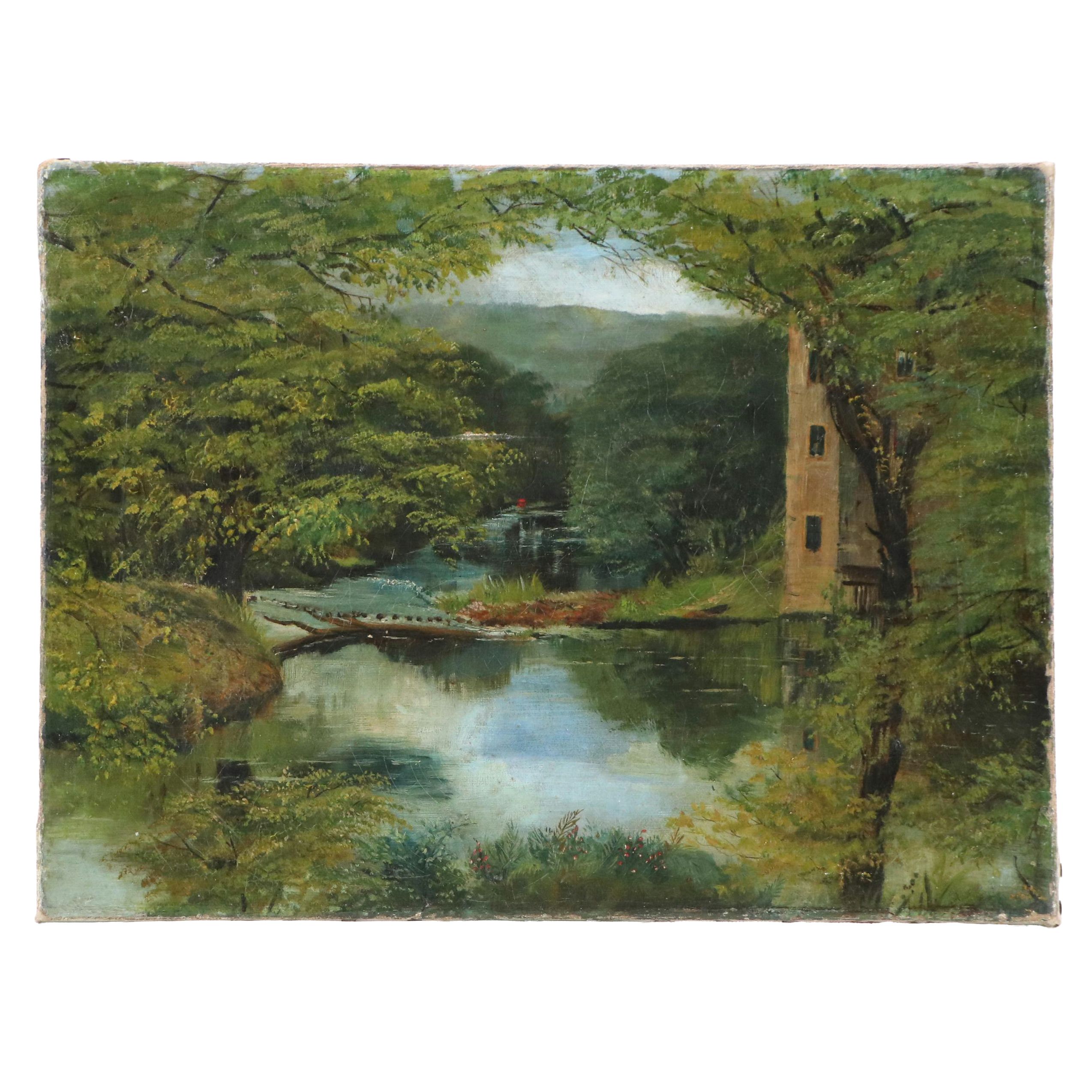 English School Oil Painting "Nab Wood, Shipley Yorkshire," Late 19th Century