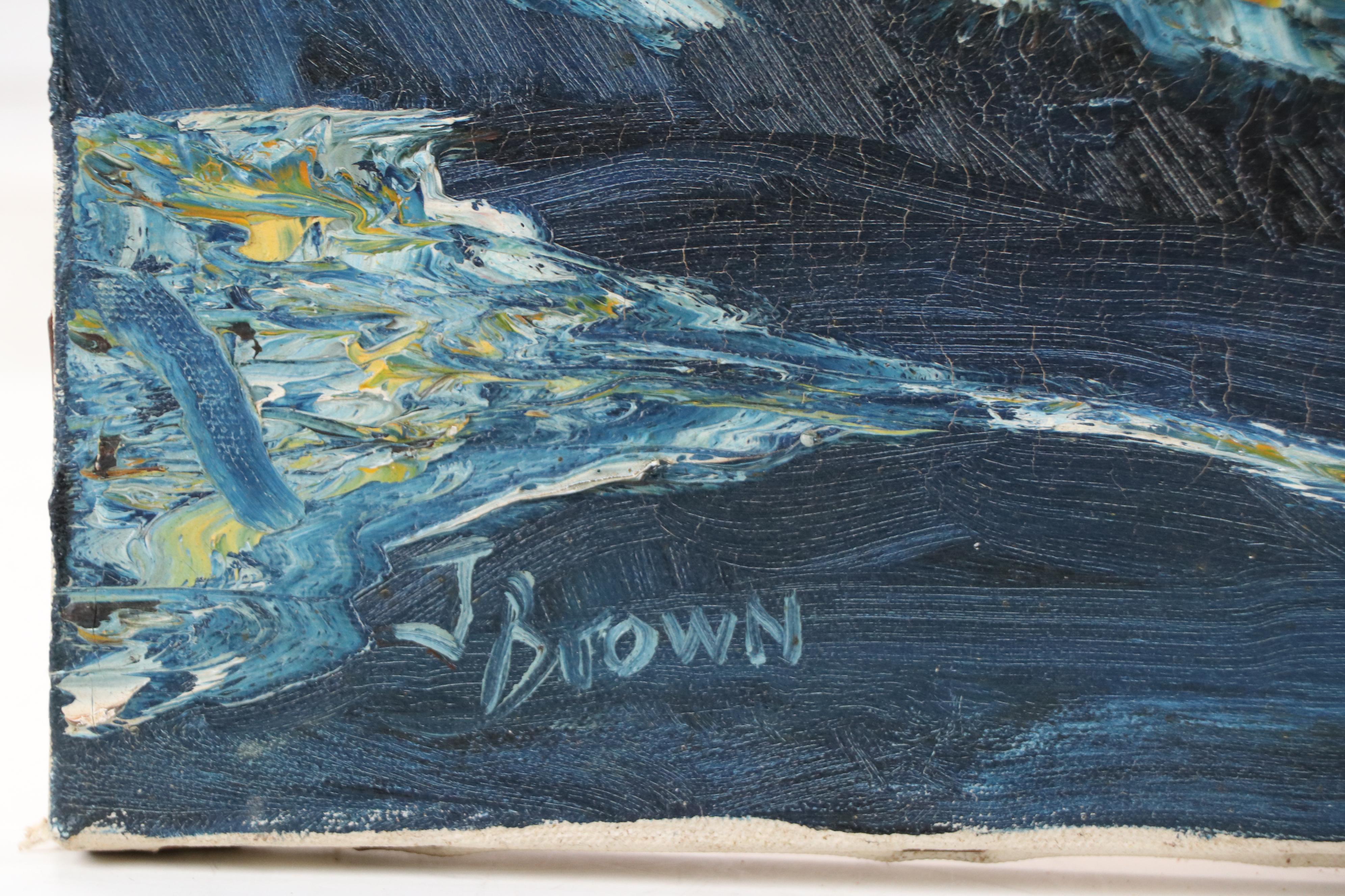 Coastal Landscape at Sunset Oil Painting, 20th Century