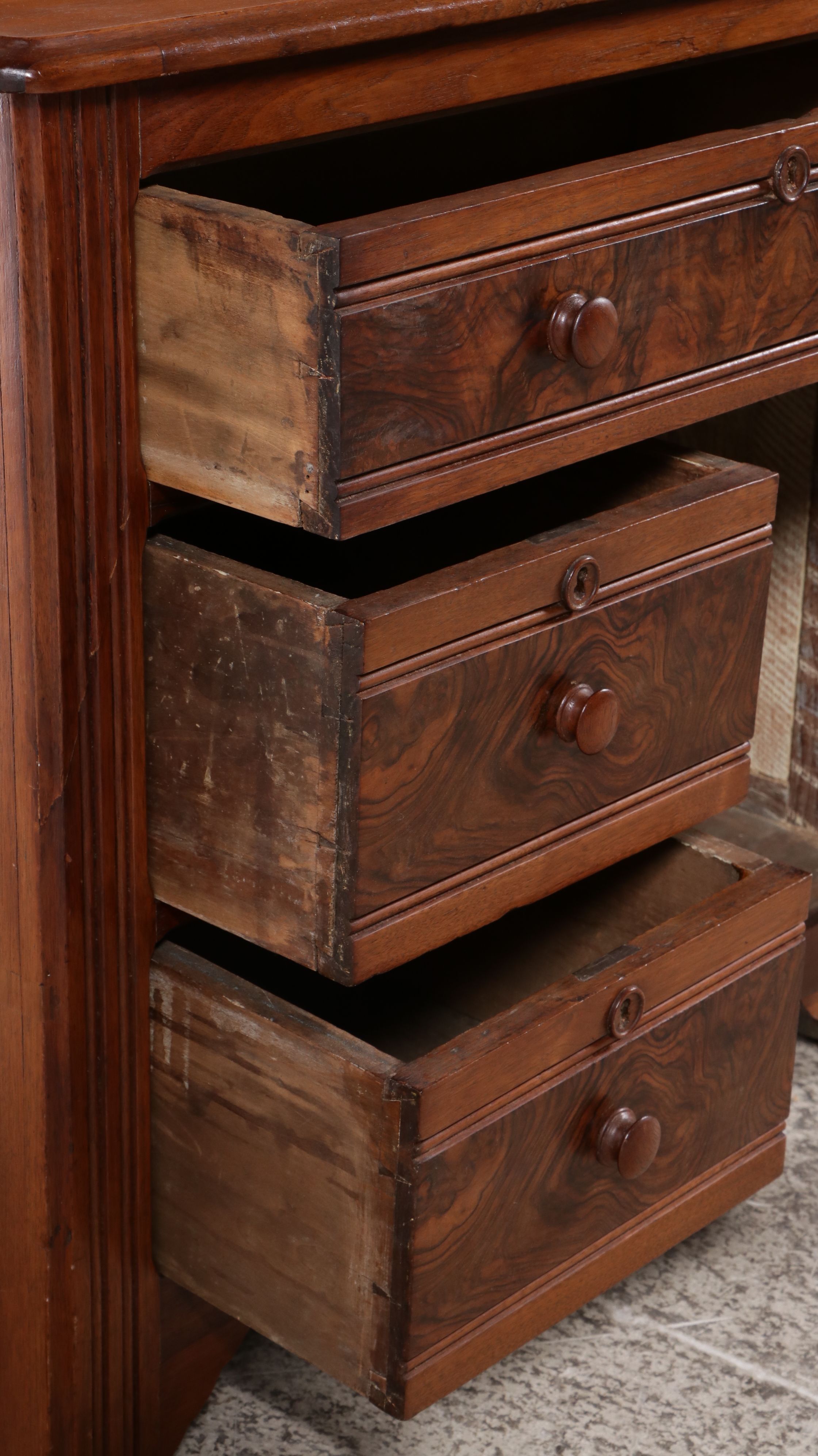 Victorian Walnut and Burl Washstand, Late 19th Century