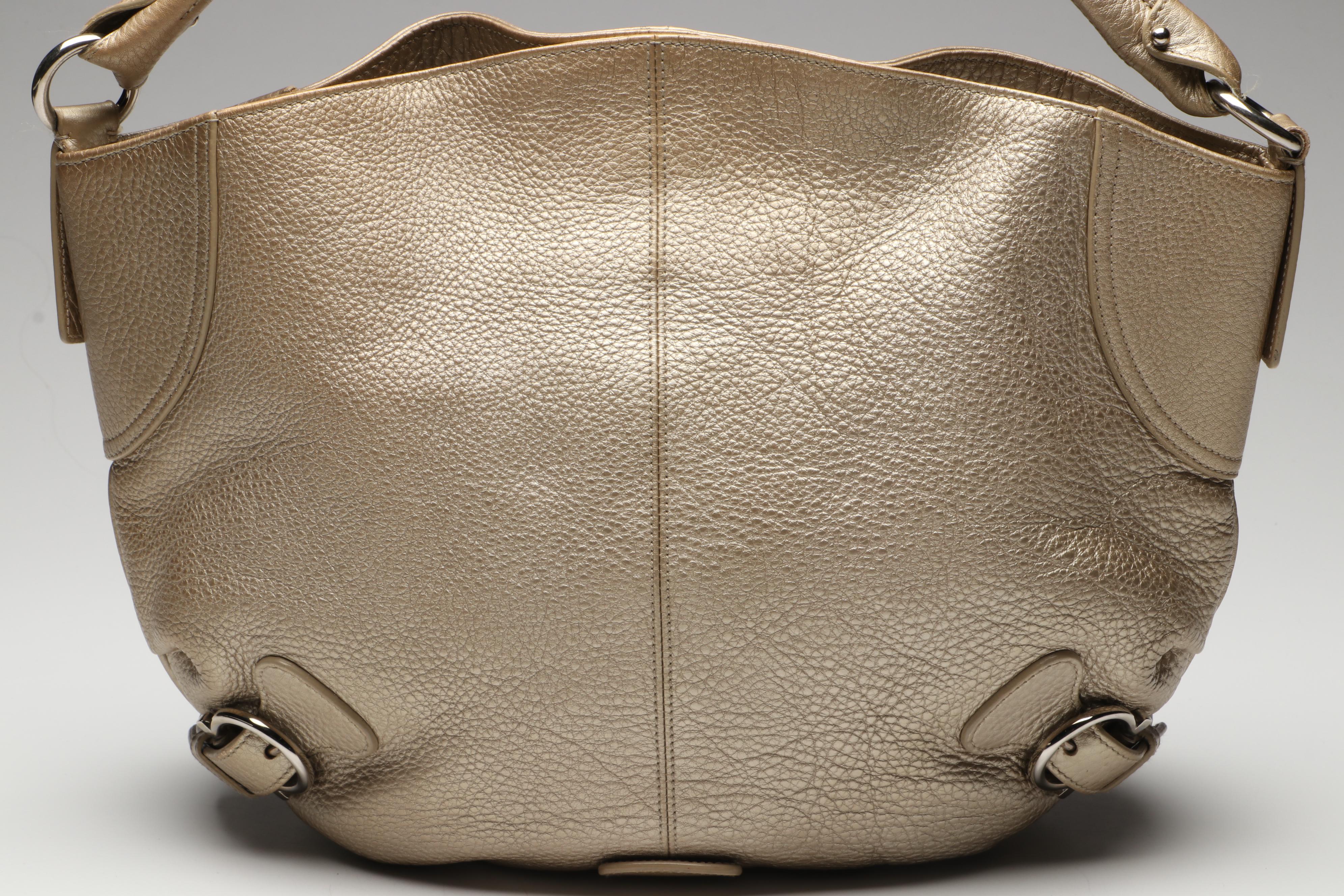 Salvatore Ferragamo Gancini Buckle Hobo Shoulder Bag in Metallic Leather