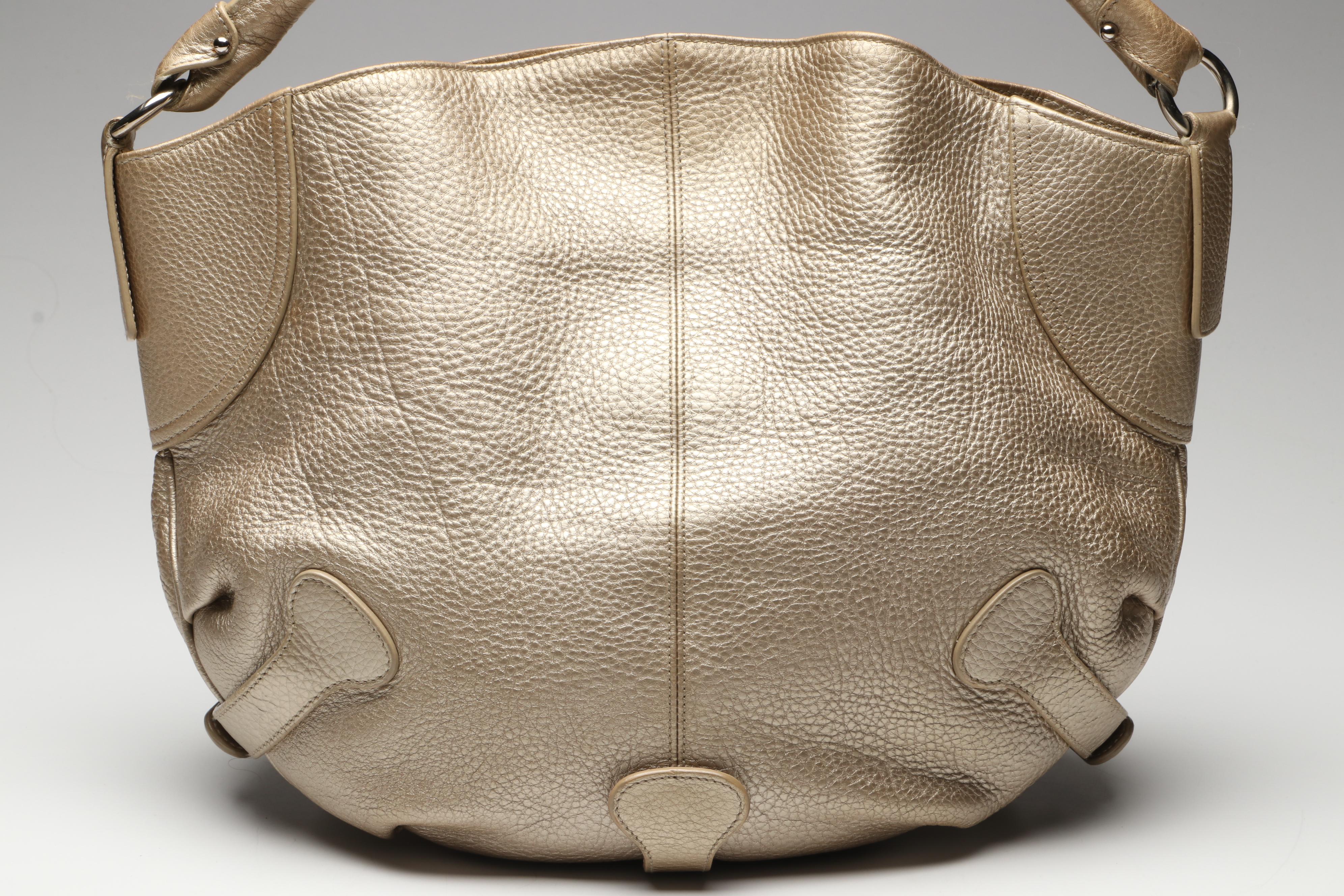 Salvatore Ferragamo Gancini Buckle Hobo Shoulder Bag in Metallic Leather