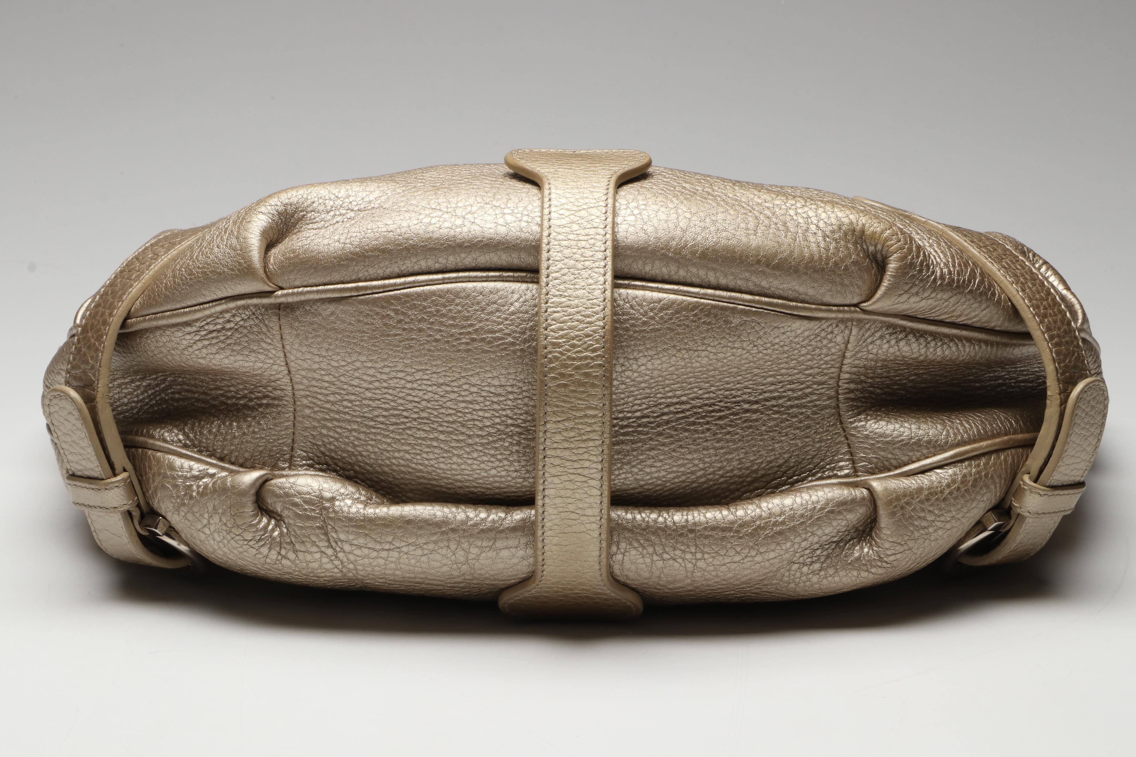 Salvatore Ferragamo Gancini Buckle Hobo Shoulder Bag in Metallic Leather