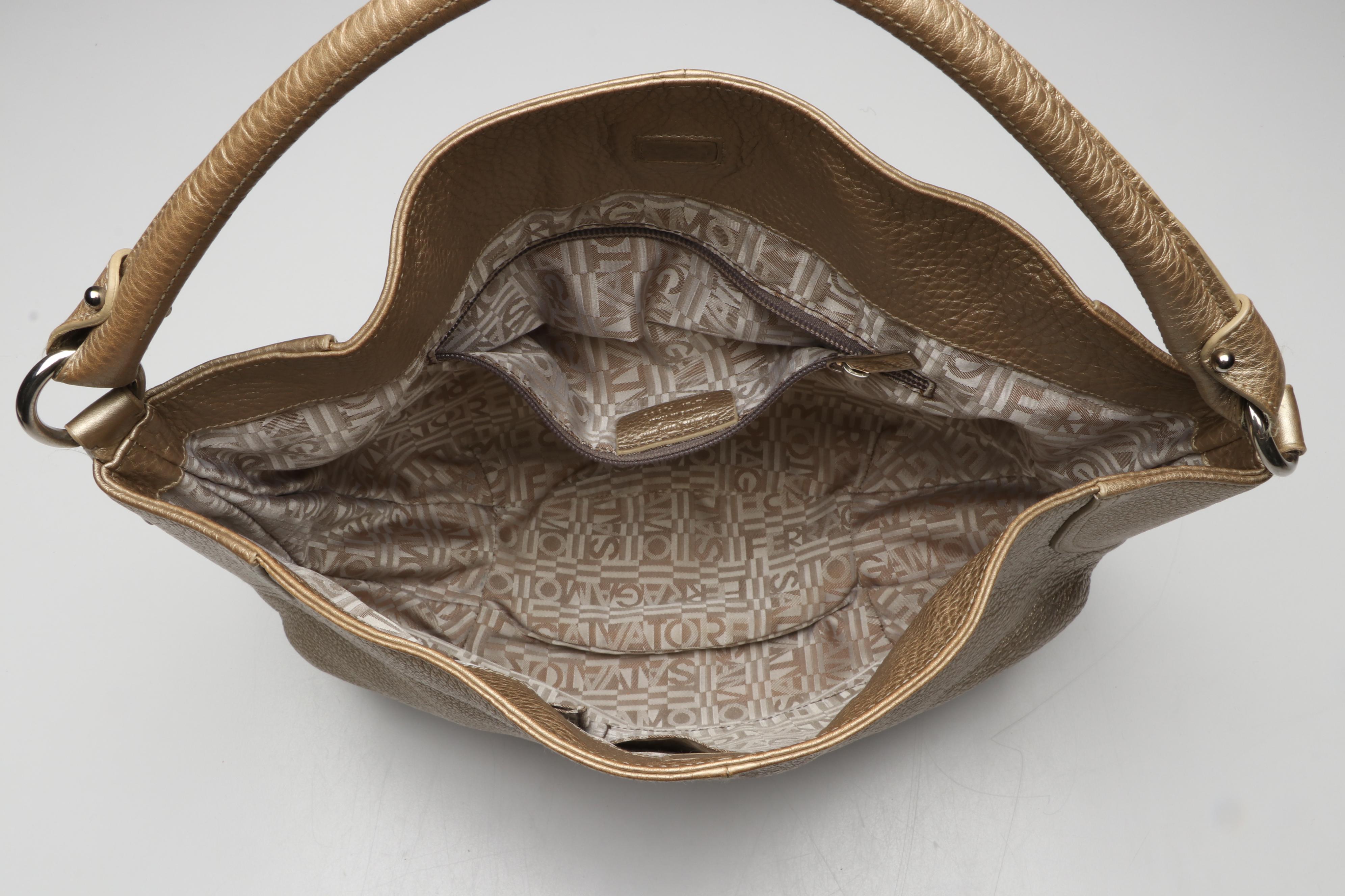 Salvatore Ferragamo Gancini Buckle Hobo Shoulder Bag in Metallic Leather