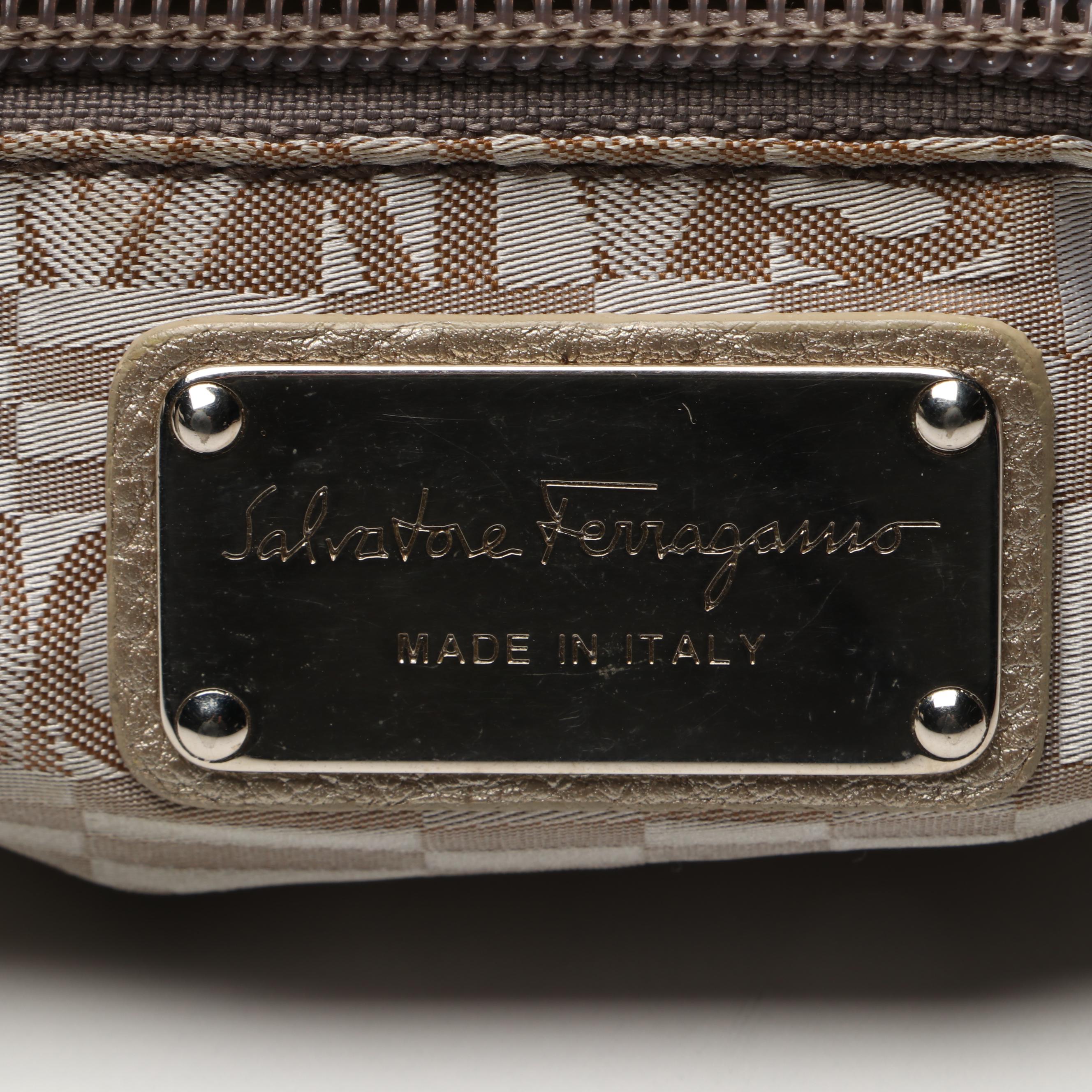 Salvatore Ferragamo Gancini Buckle Hobo Shoulder Bag in Metallic Leather