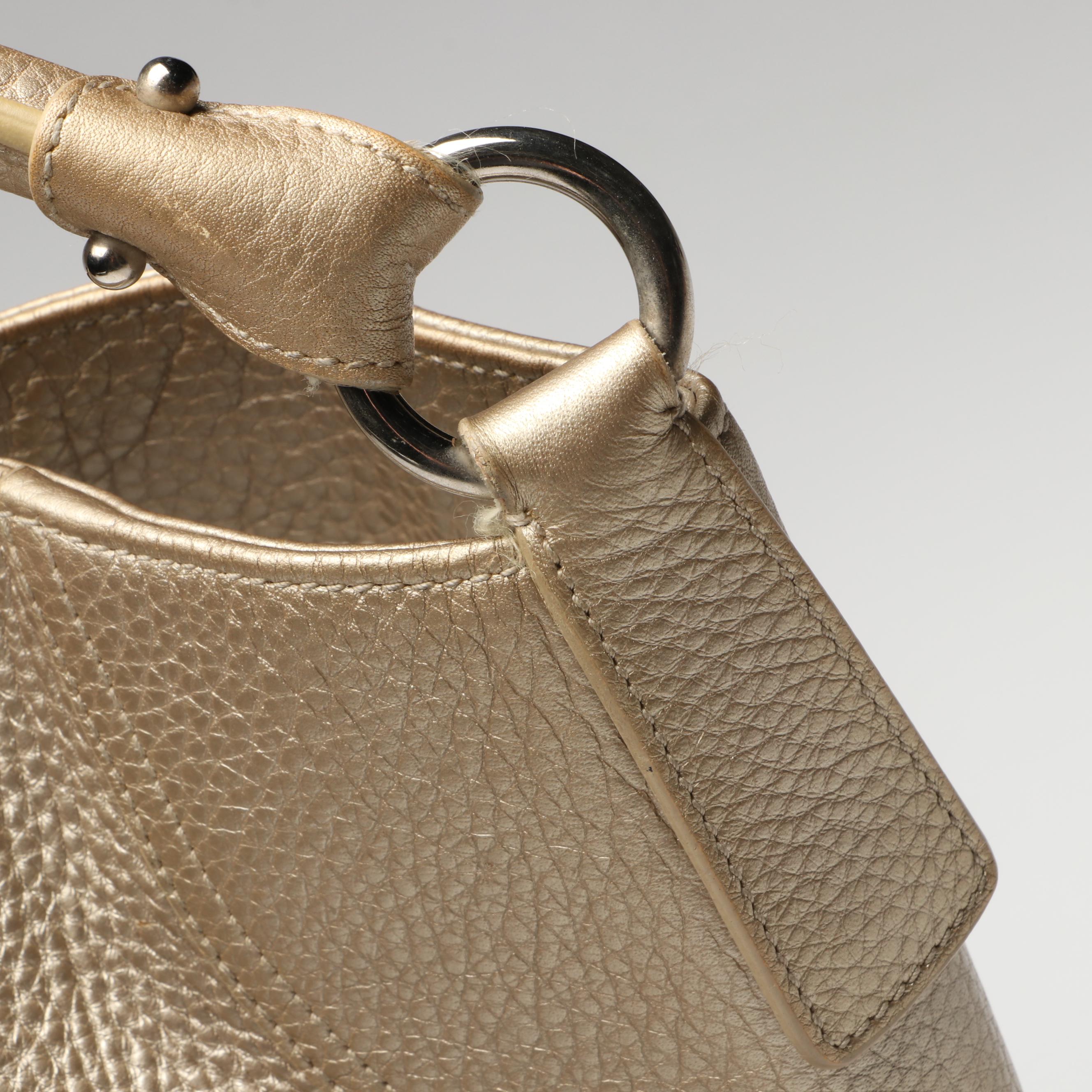 Salvatore Ferragamo Gancini Buckle Hobo Shoulder Bag in Metallic Leather