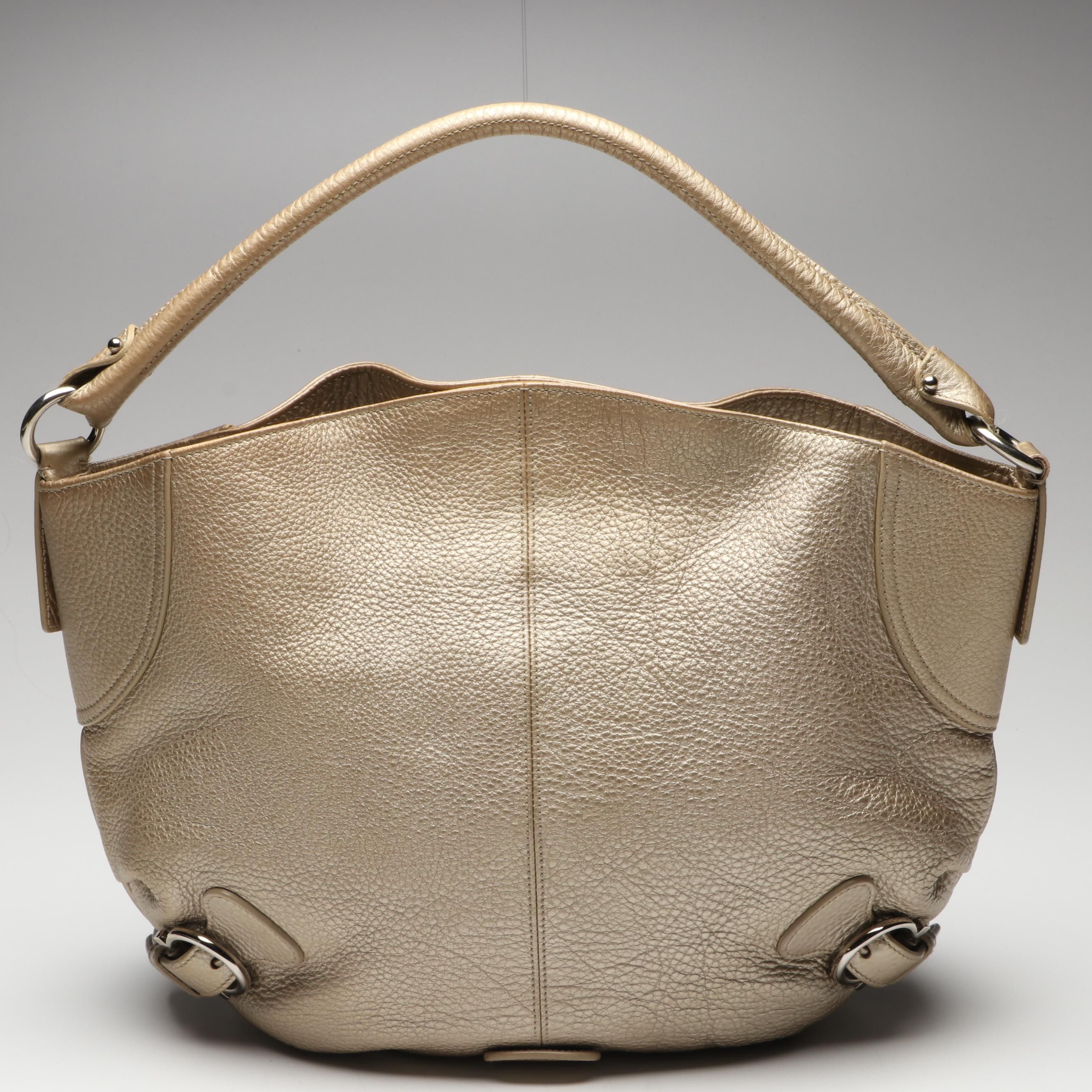 Salvatore Ferragamo Gancini Buckle Hobo Shoulder Bag in Metallic Leather