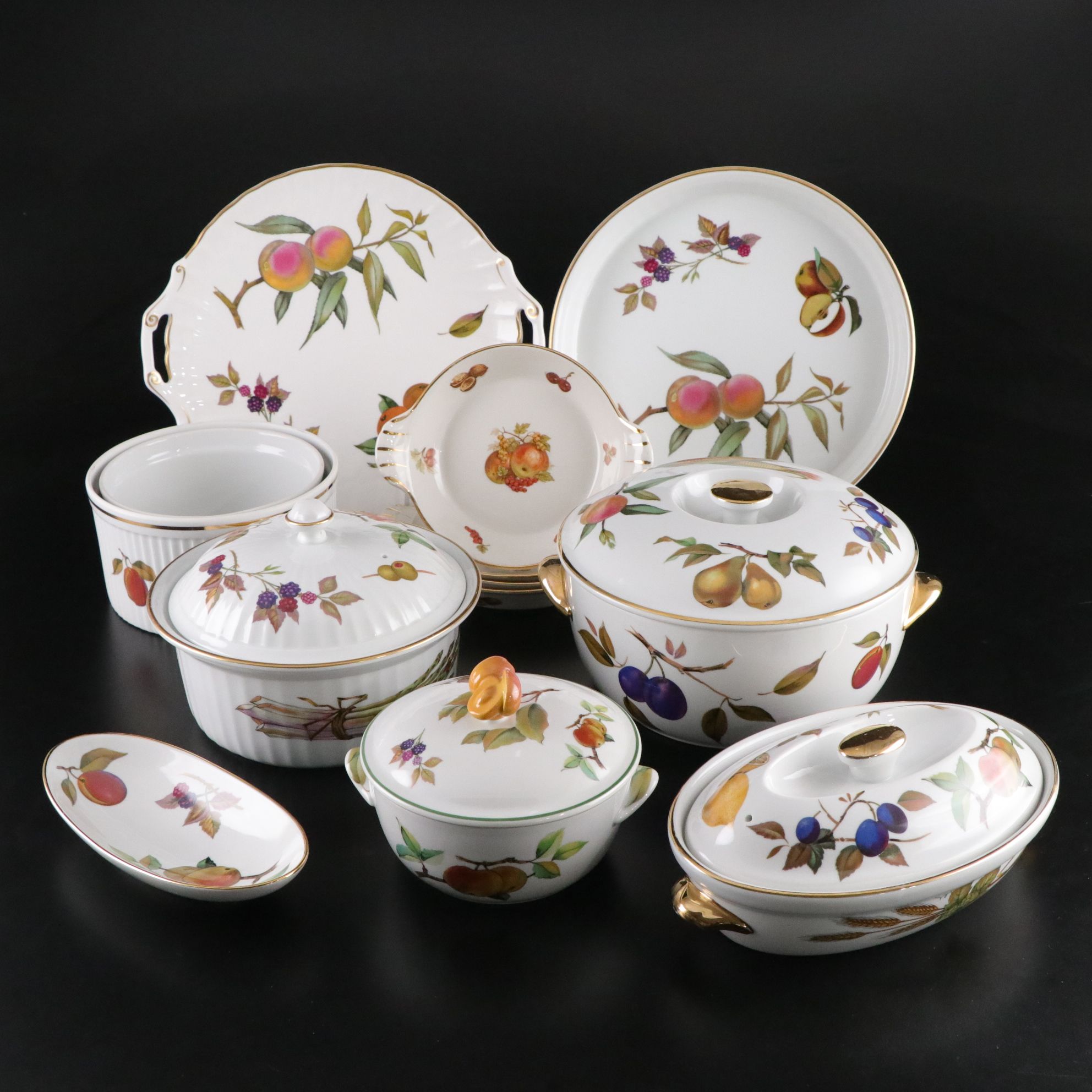 Royal Worcester "Evesham Gold" Casserole Dish, Cake Platter & More