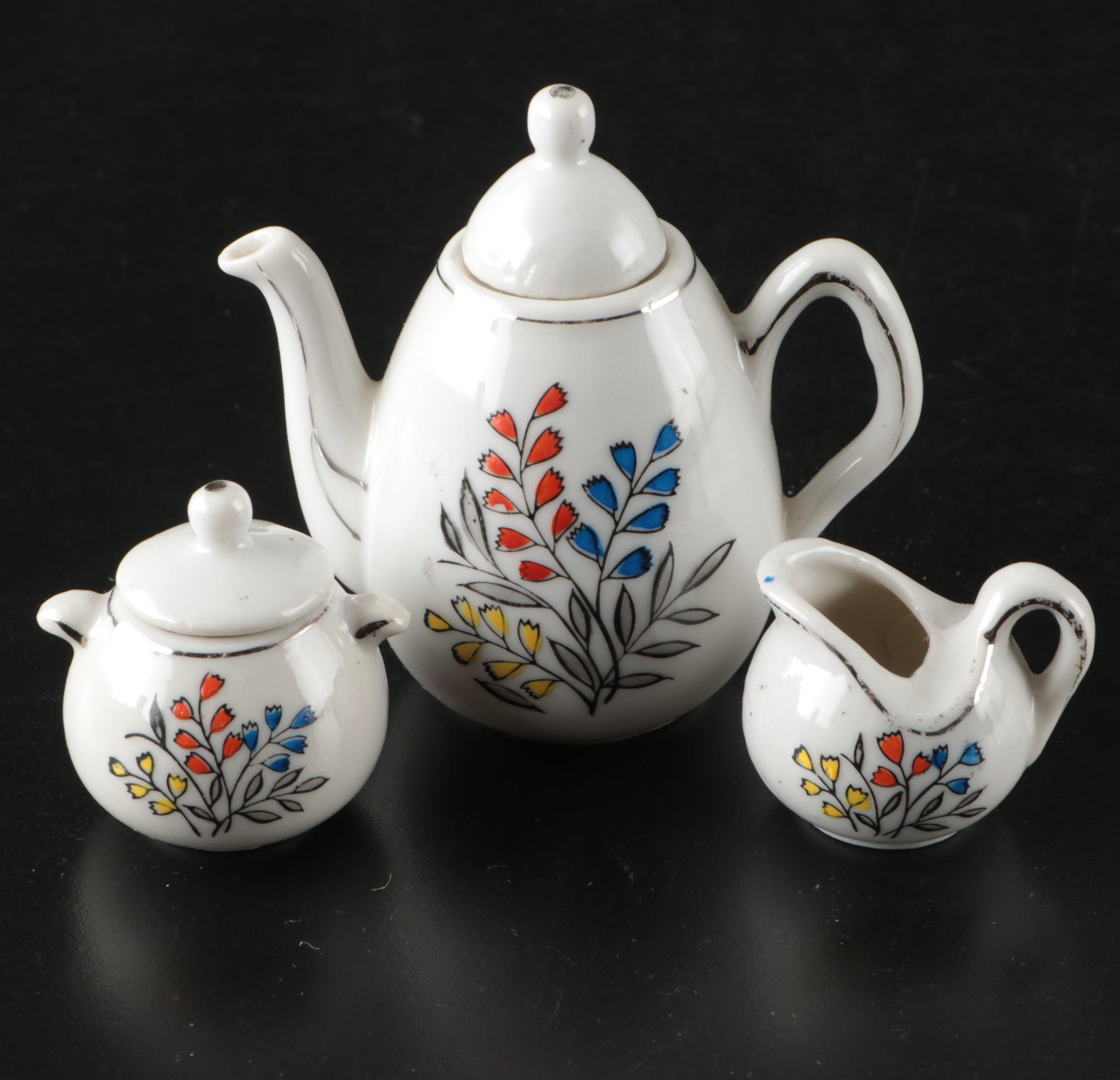 Vintage Japanese Ceramic Play Coffee and Tea Set, Mid-20th Century