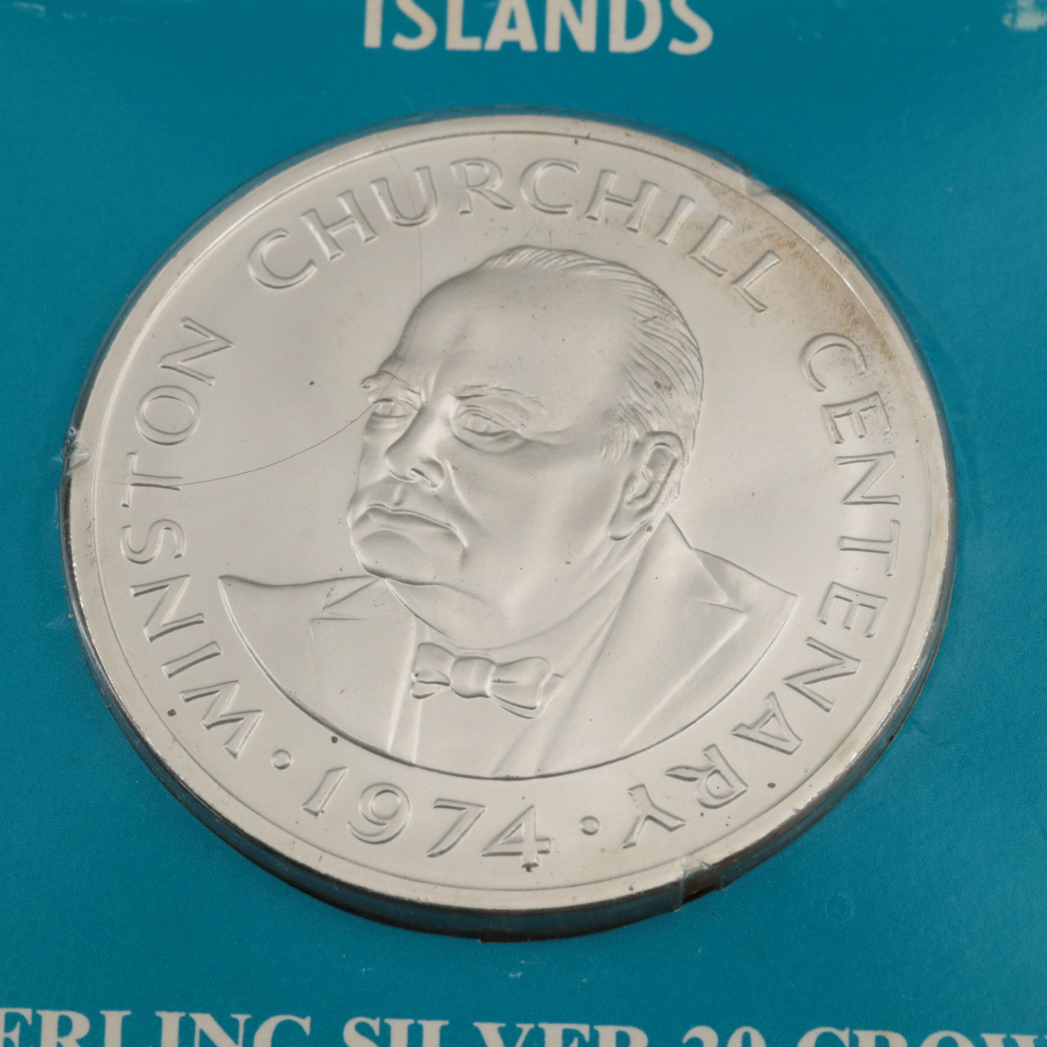 1974 Turks and Caicos Silver Churchill Twenty Crowns