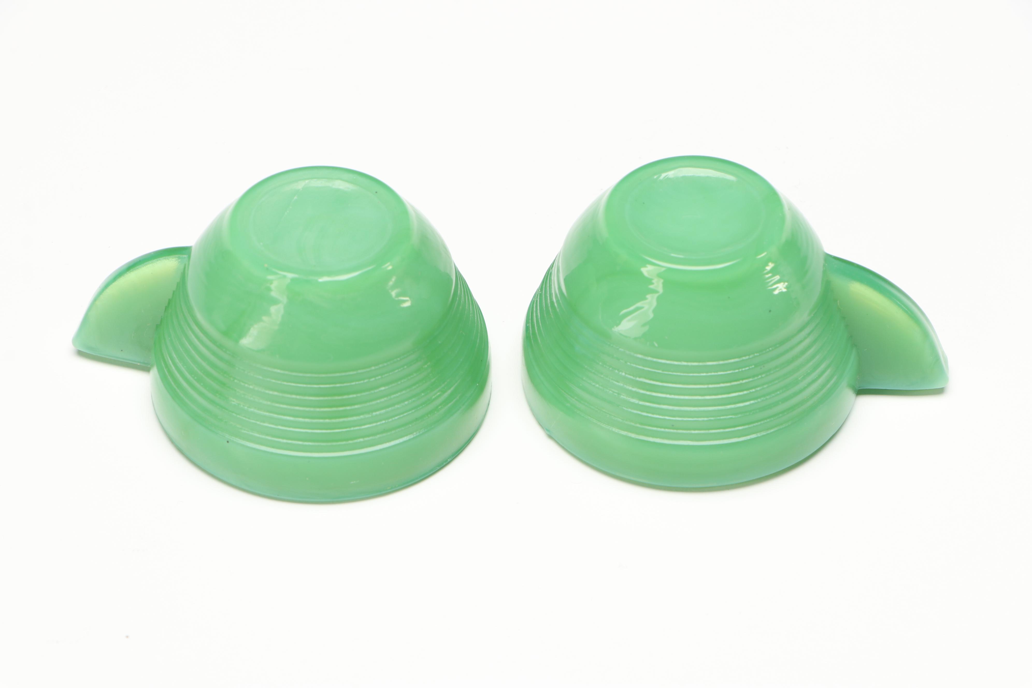 Akro Agate Art Deco Style Jadeite and Milk Glass "Play-Time" Dishes