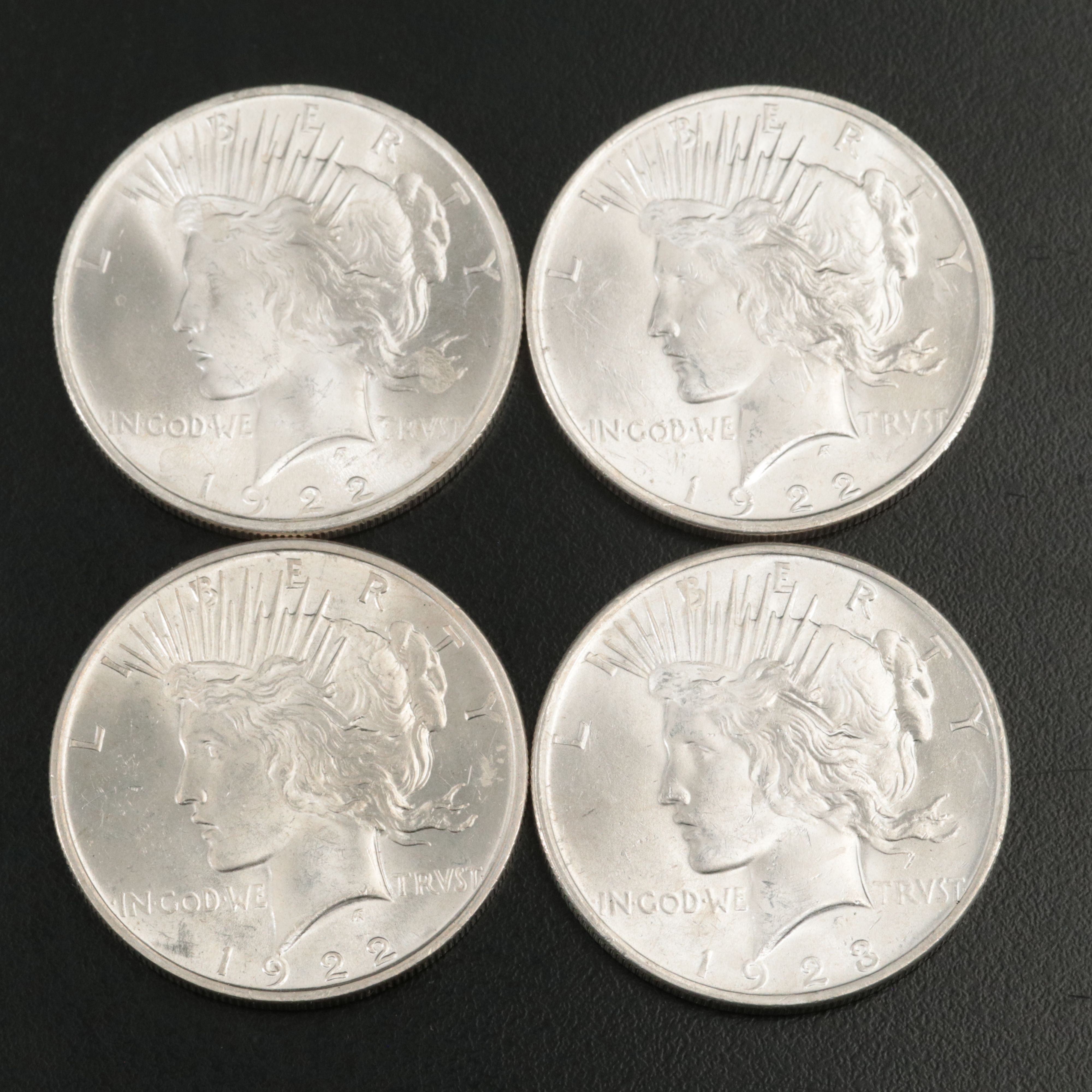 Eight 1922 and 1923 U.S. Peace Dollars