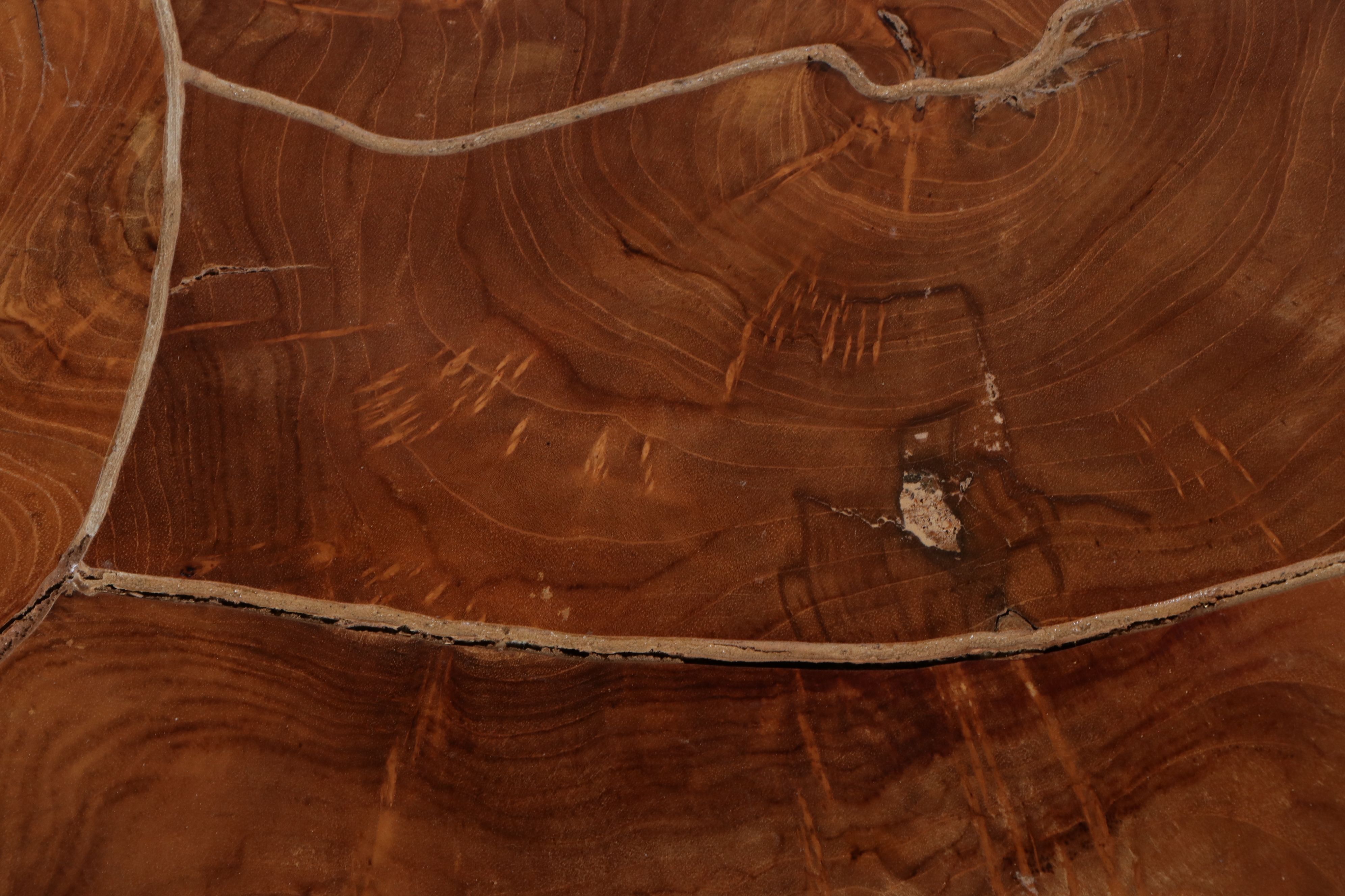 Furniture Classics Teak Root and Hammered Aluminum Coffee Table