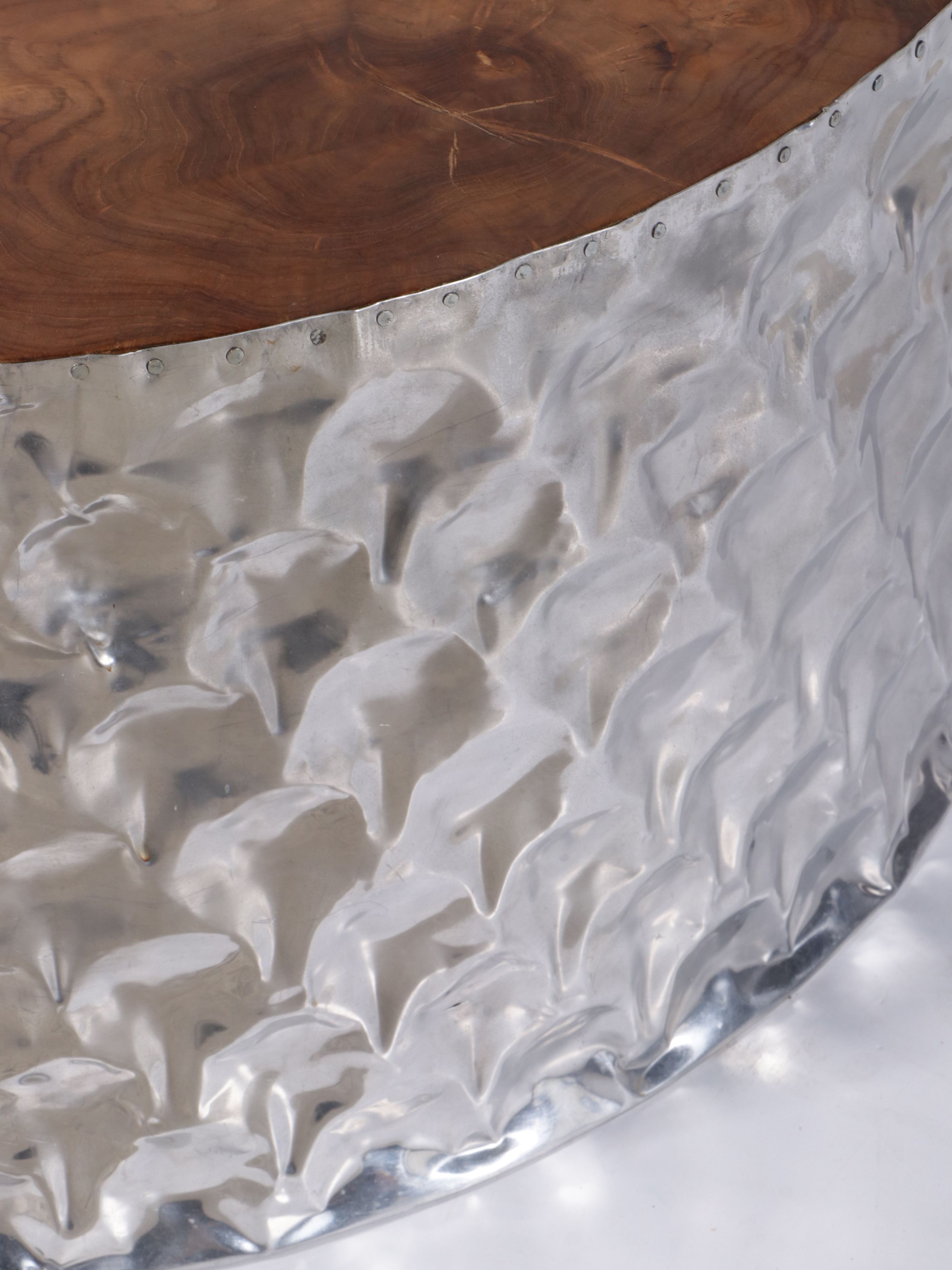 Furniture Classics Teak Root and Hammered Aluminum Coffee Table