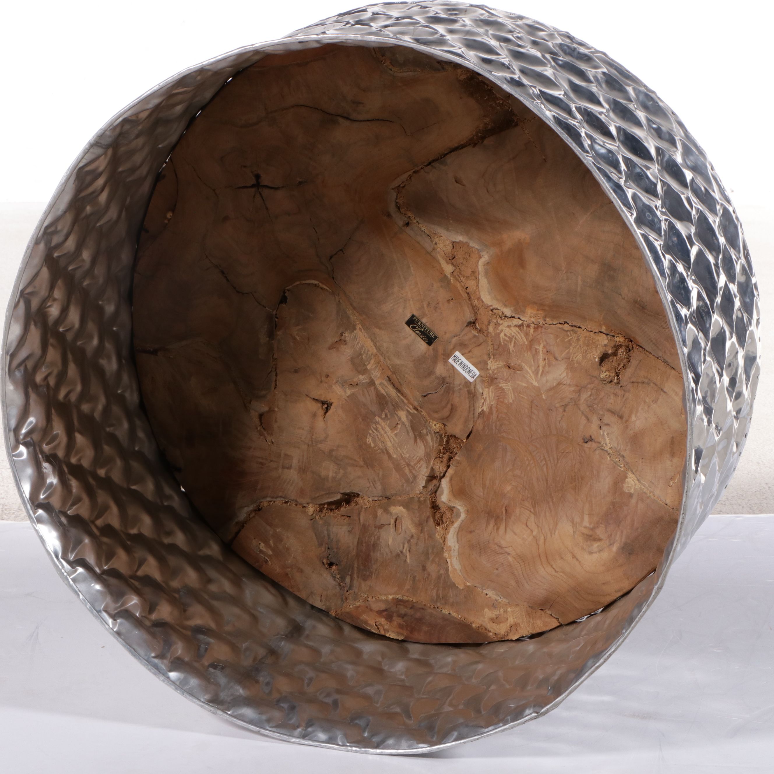 Furniture Classics Teak Root and Hammered Aluminum Coffee Table