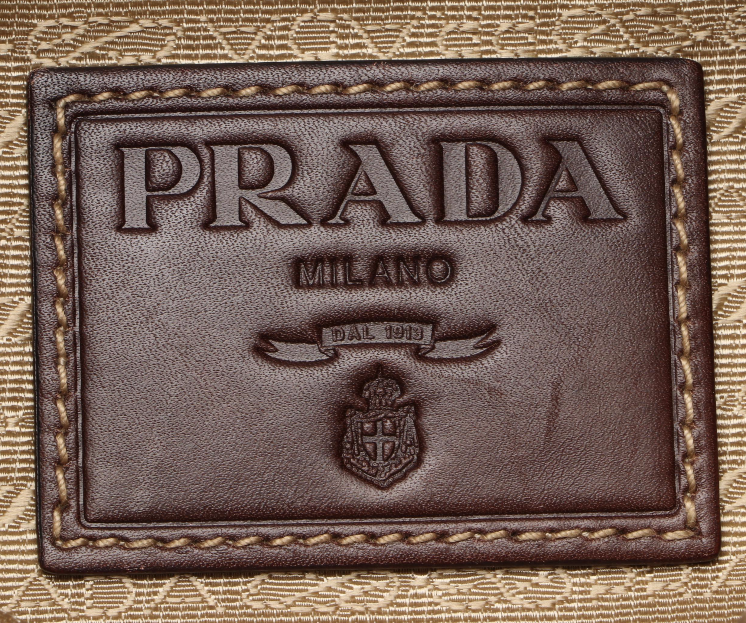 Prada Canapa Canvas Crossbody Bag in Nylon Canvas and Brown Leather Trim