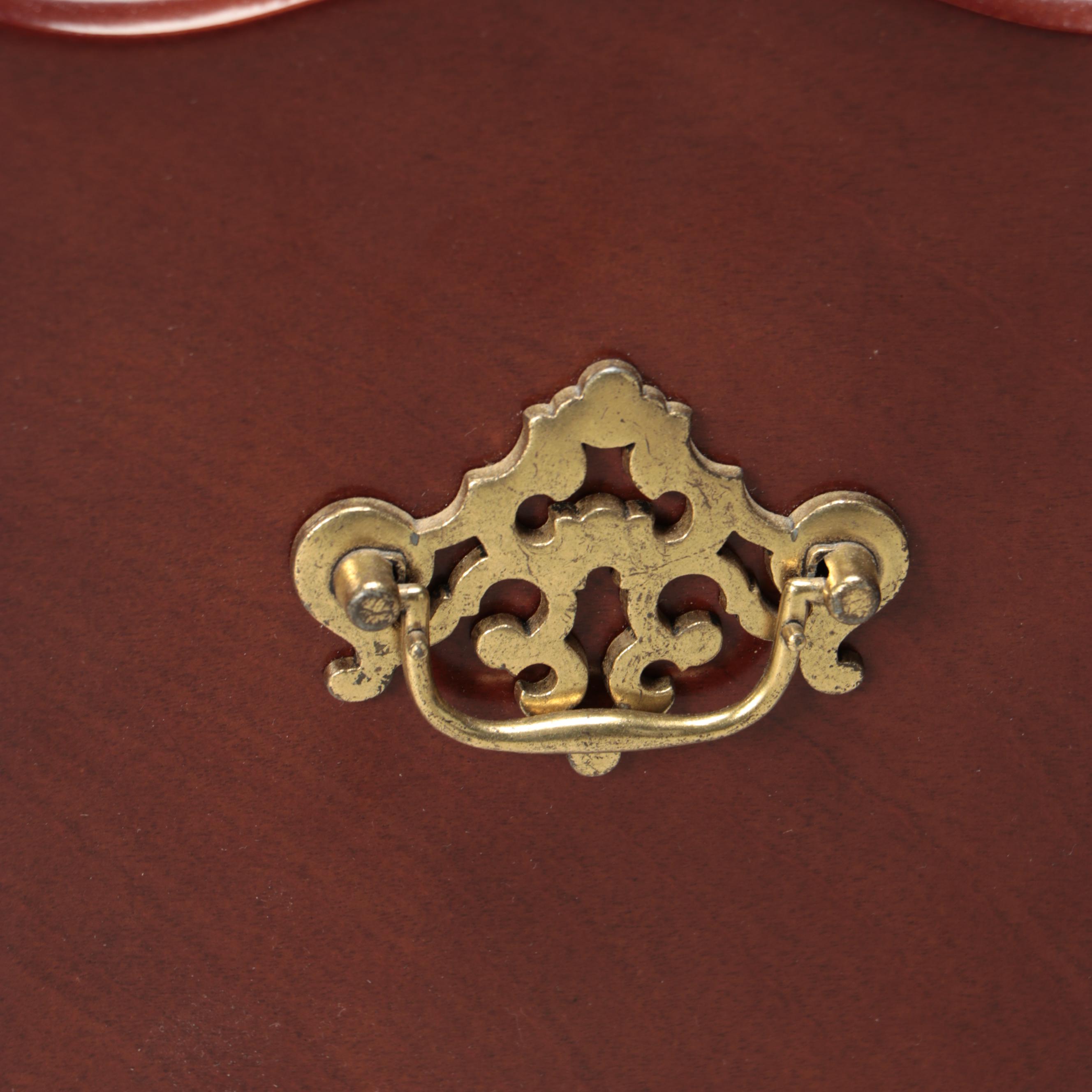 Bombay Company Mahogany Finish Wood Magazine Rack with Brass Casters and Handles