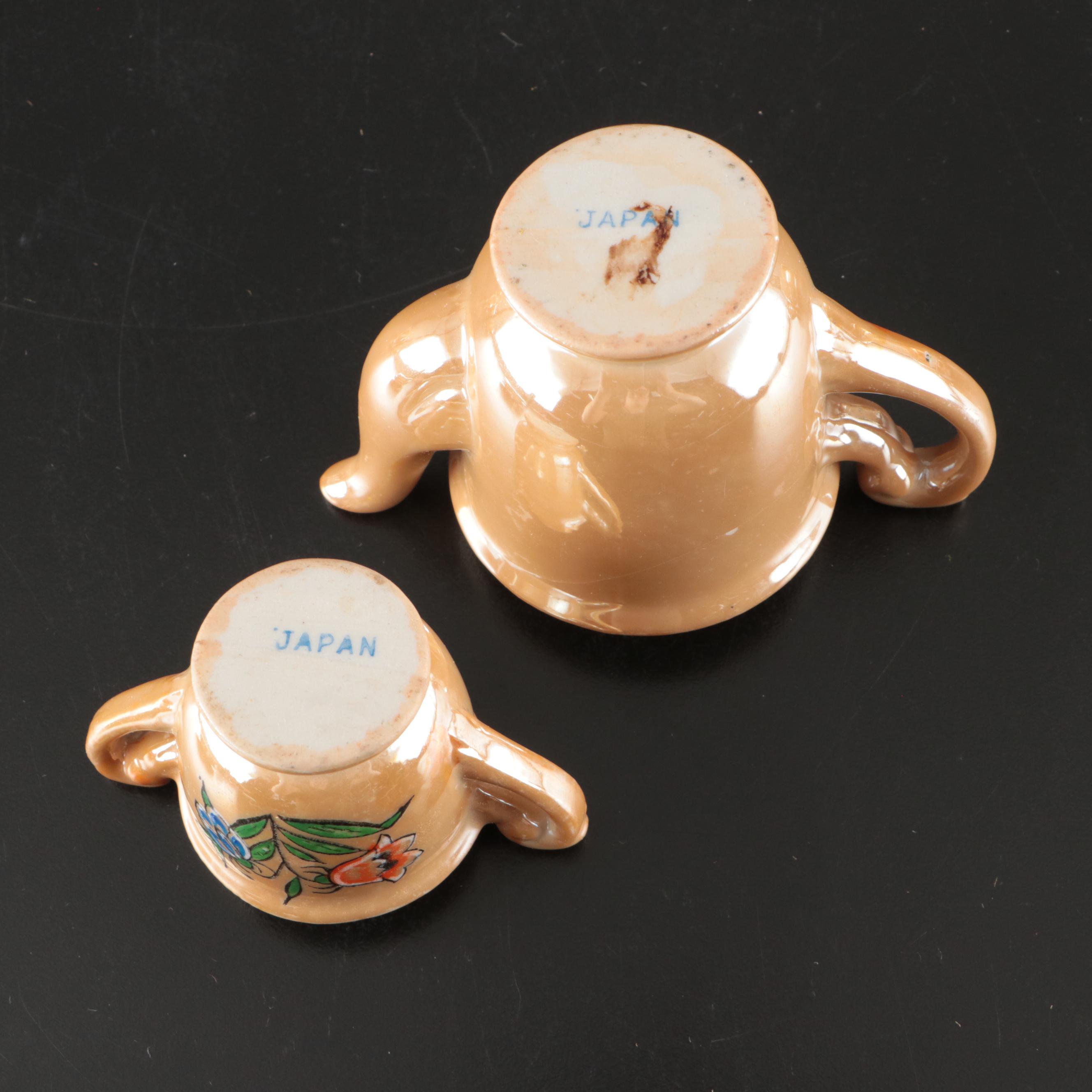 Japanese Orange Lusterware Play Tea Set, Mid-20th Century