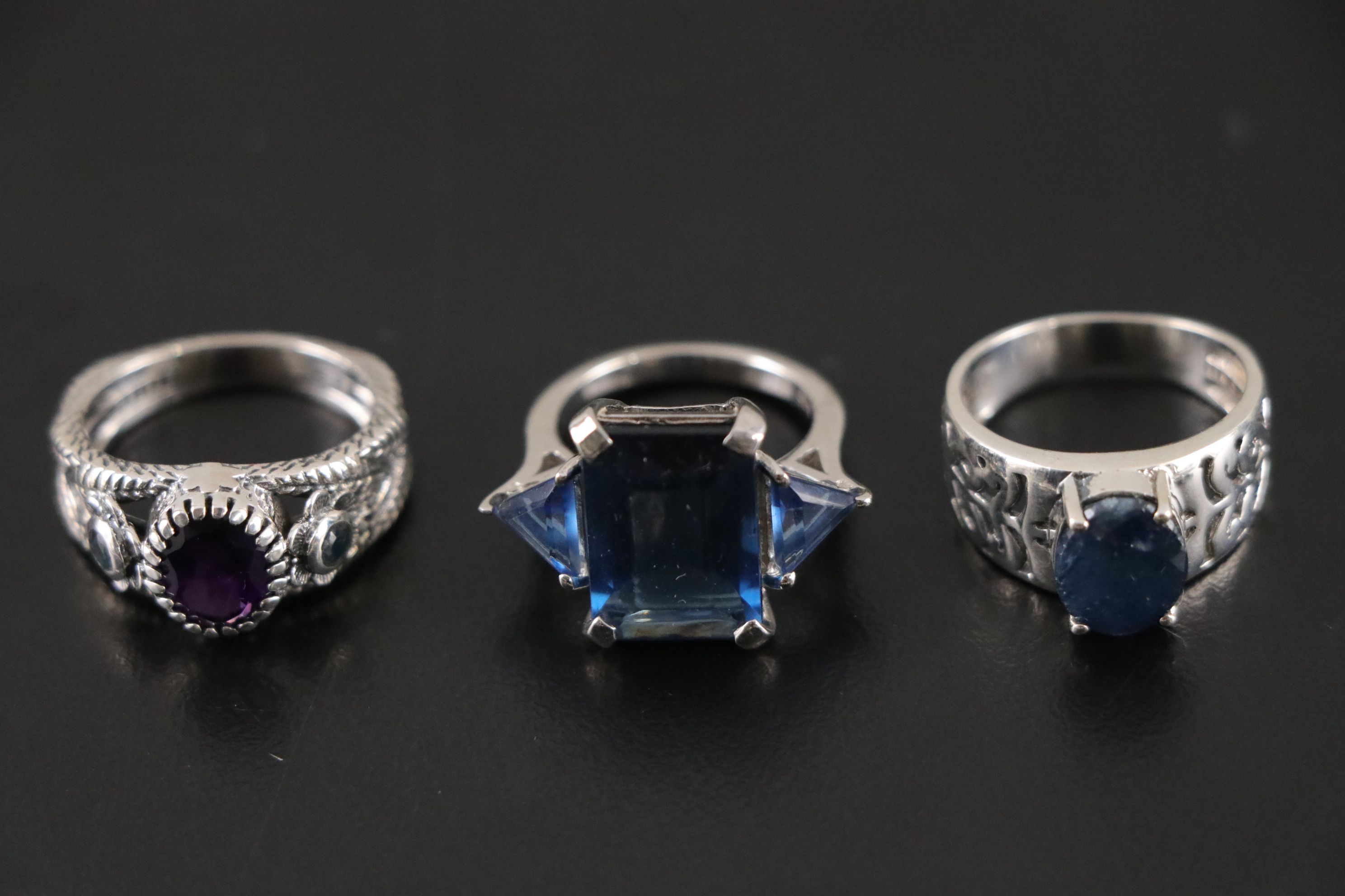 14 Assorted Sterling Silver Rings, Necklaces and Earrings