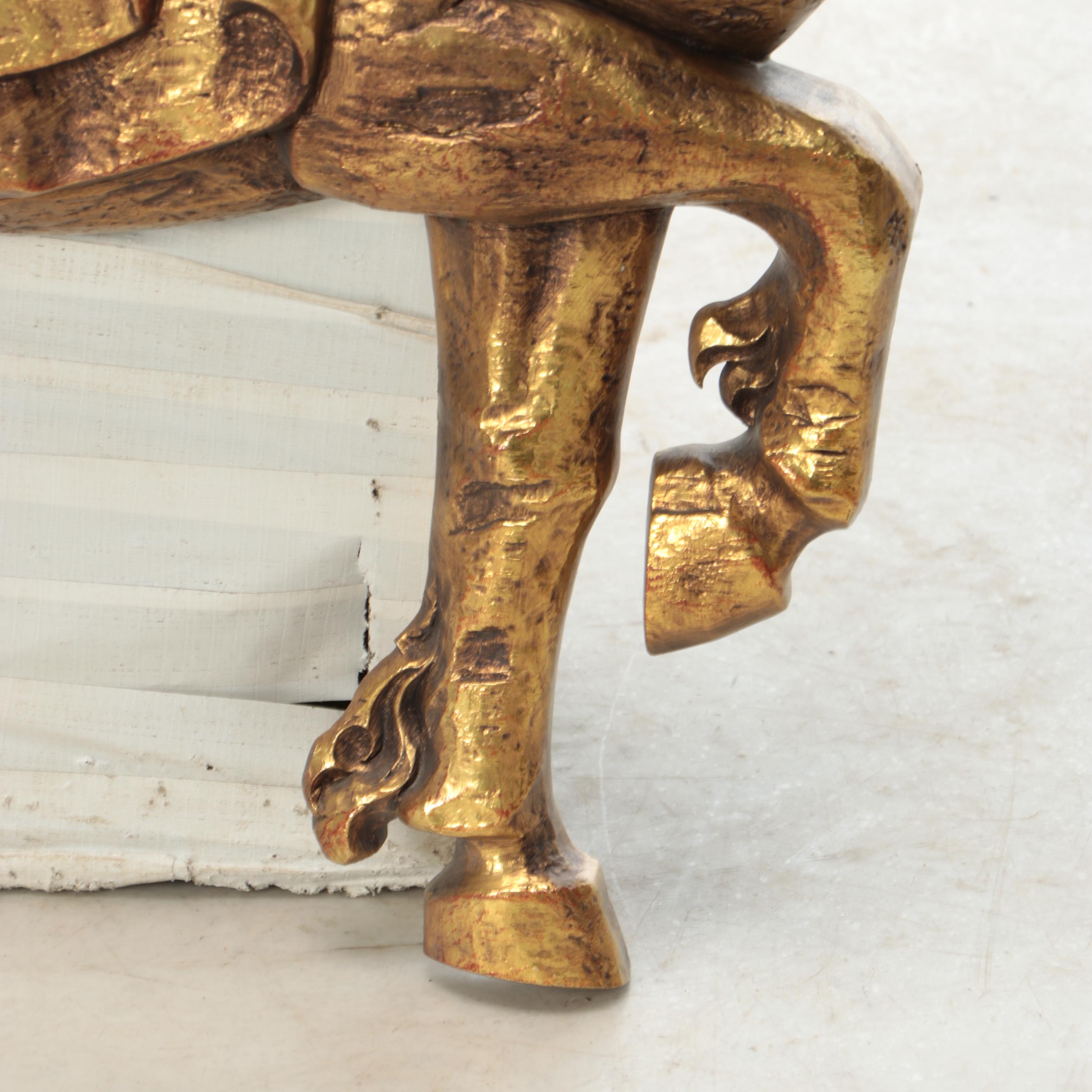 Syroco Chinese Tang Style Gold-Painted Plastic Horse Wall Plaque