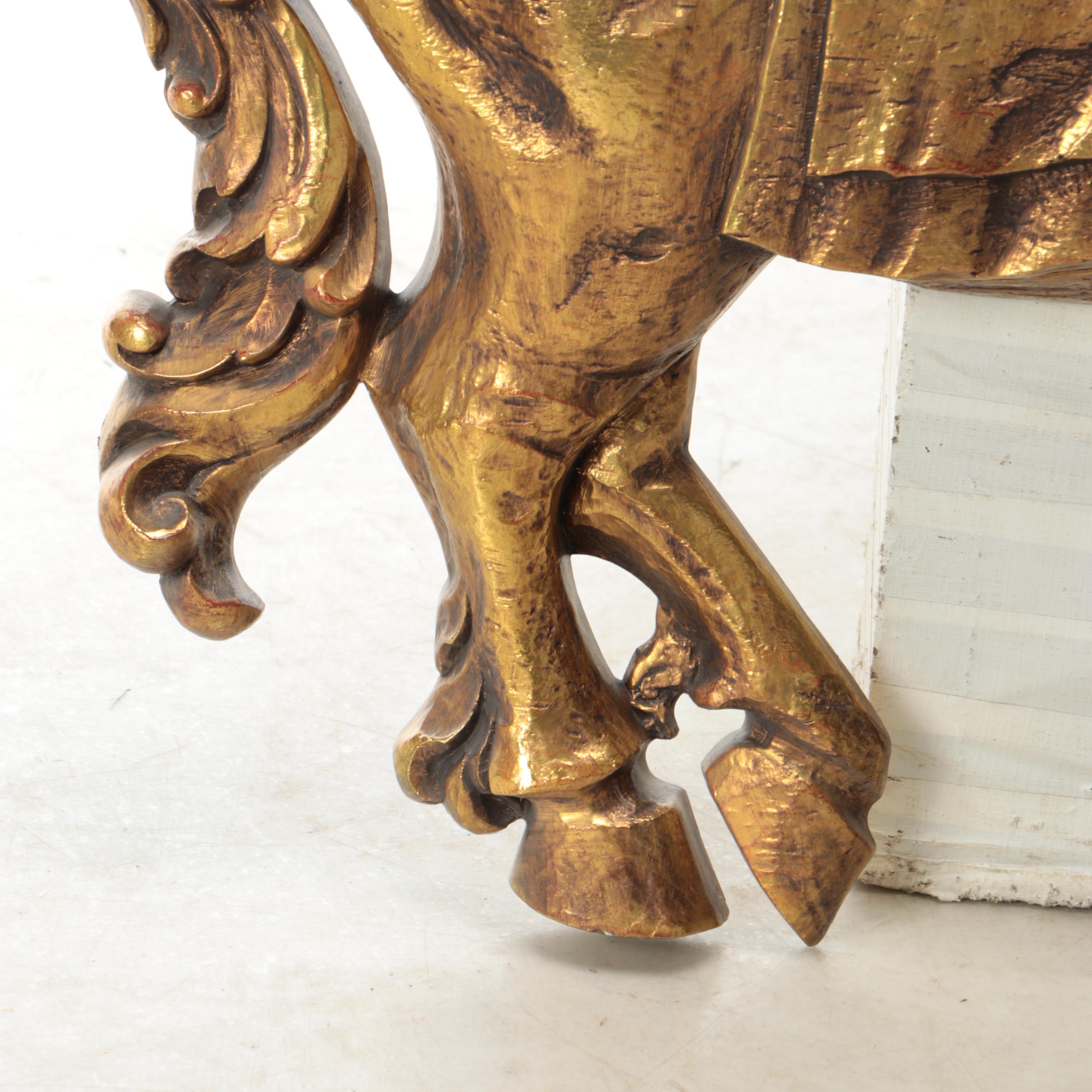 Syroco Chinese Tang Style Gold-Painted Plastic Horse Wall Plaque