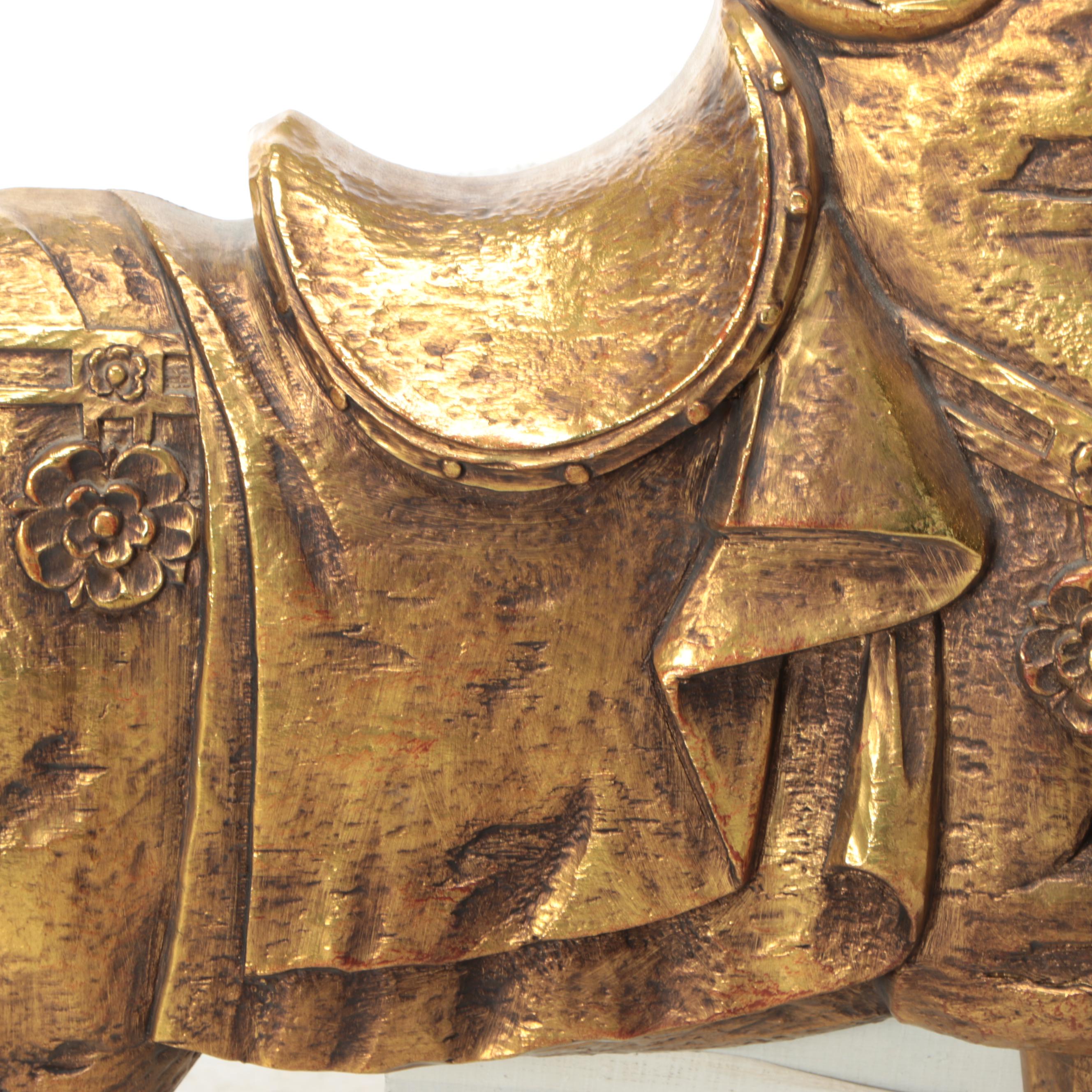 Syroco Chinese Tang Style Gold-Painted Plastic Horse Wall Plaque