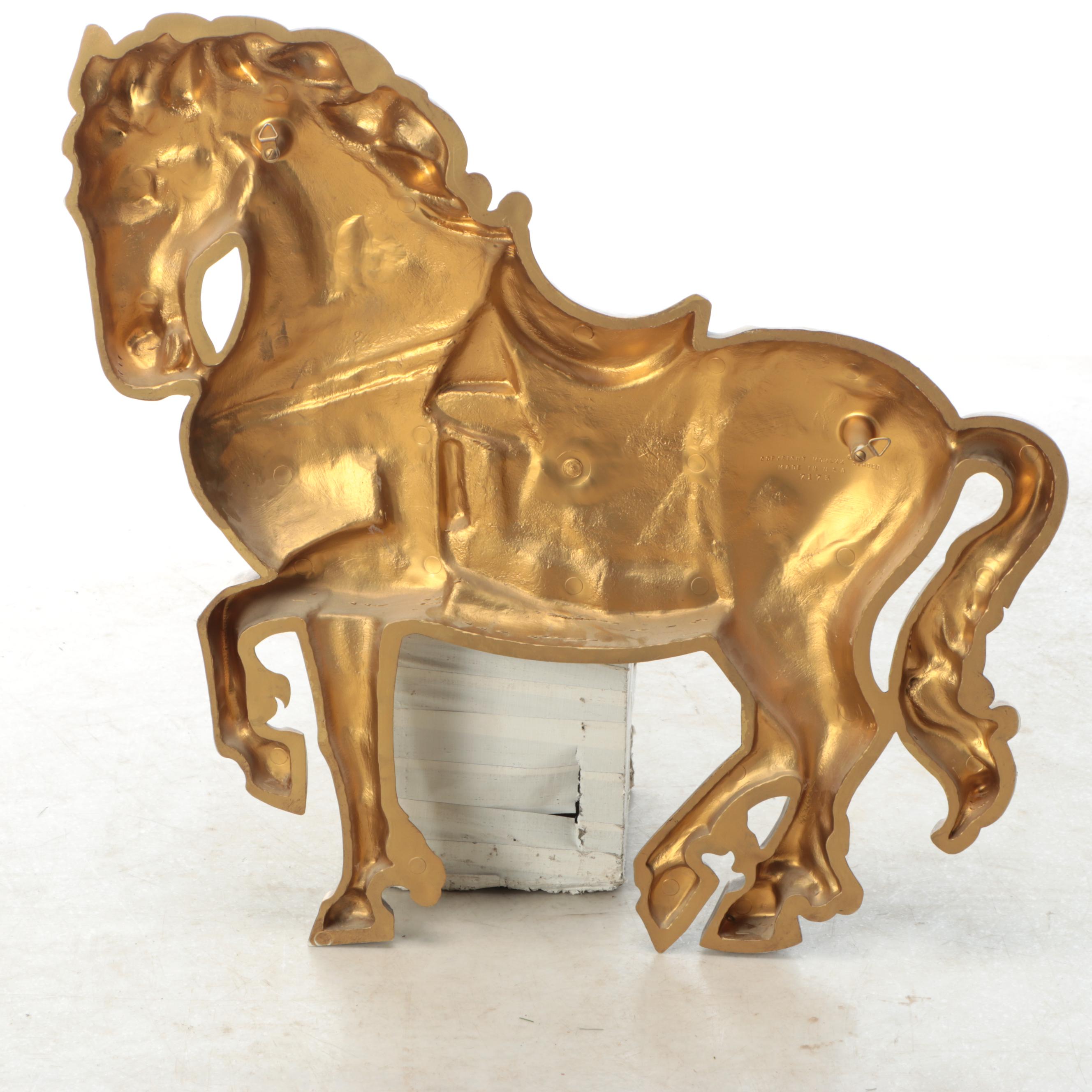 Syroco Chinese Tang Style Gold-Painted Plastic Horse Wall Plaque