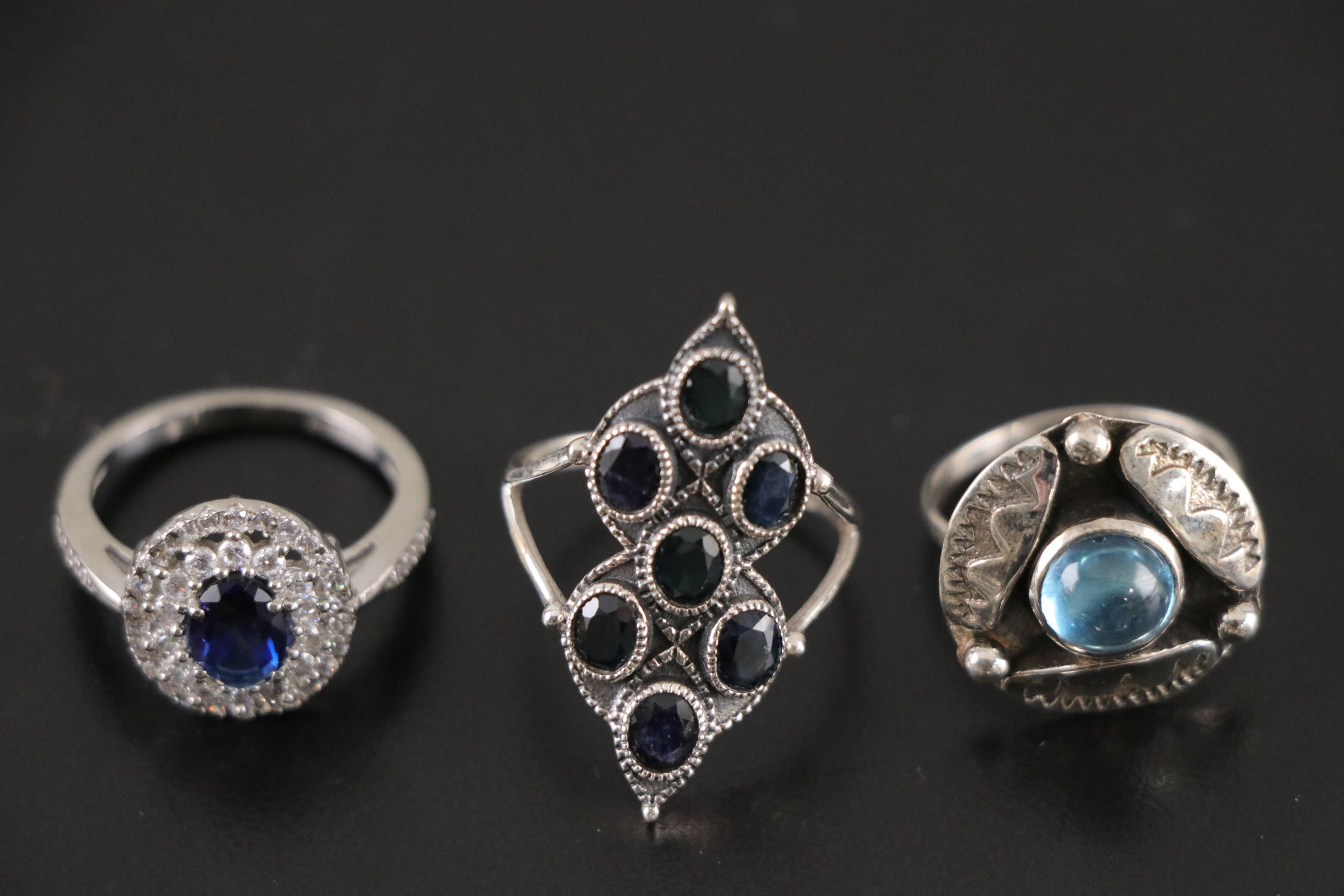 14 Assorted Sterling Silver Rings, Necklaces and Earrings