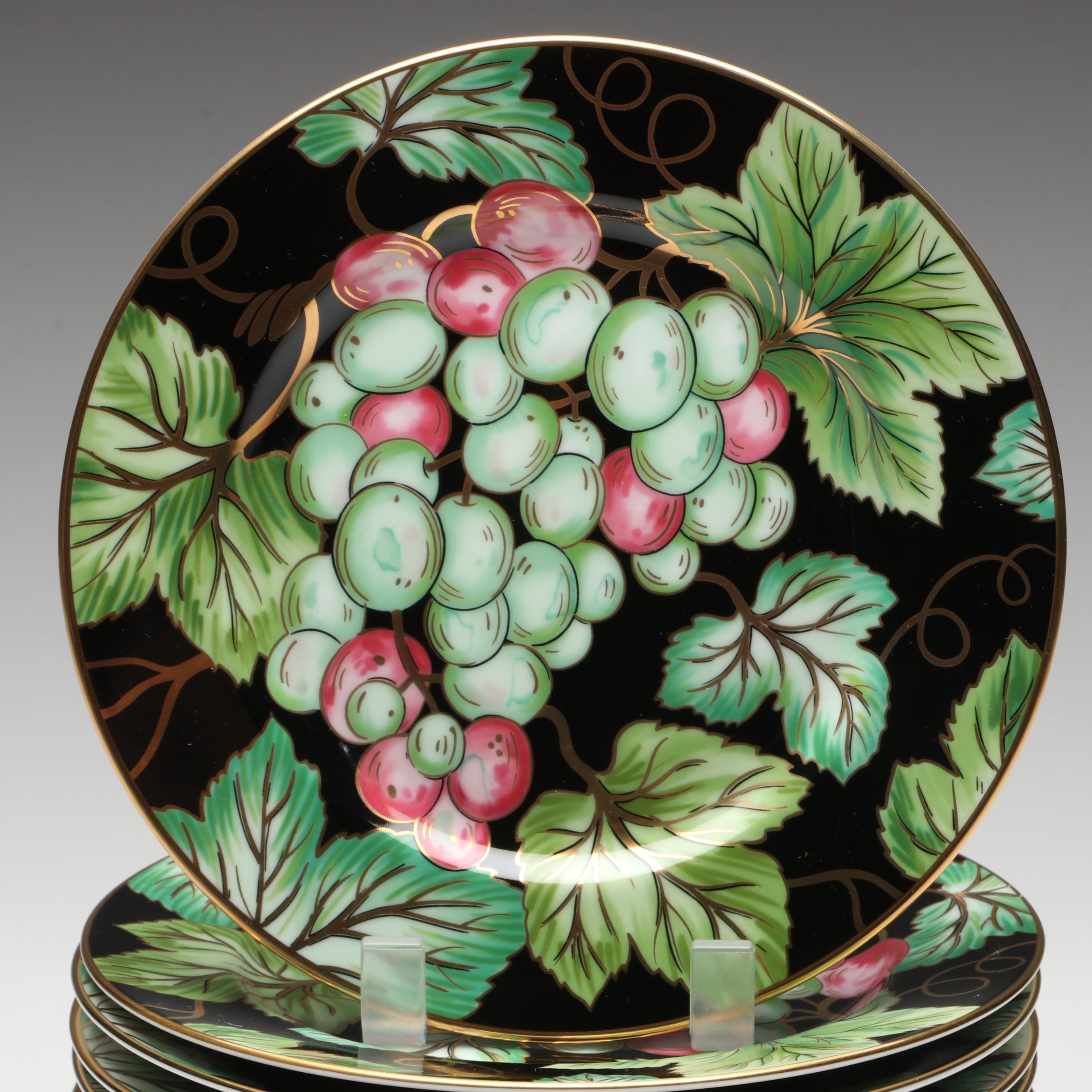 Fitz & Floyd "Bordeaux Noir" Porcelain Salad Plates