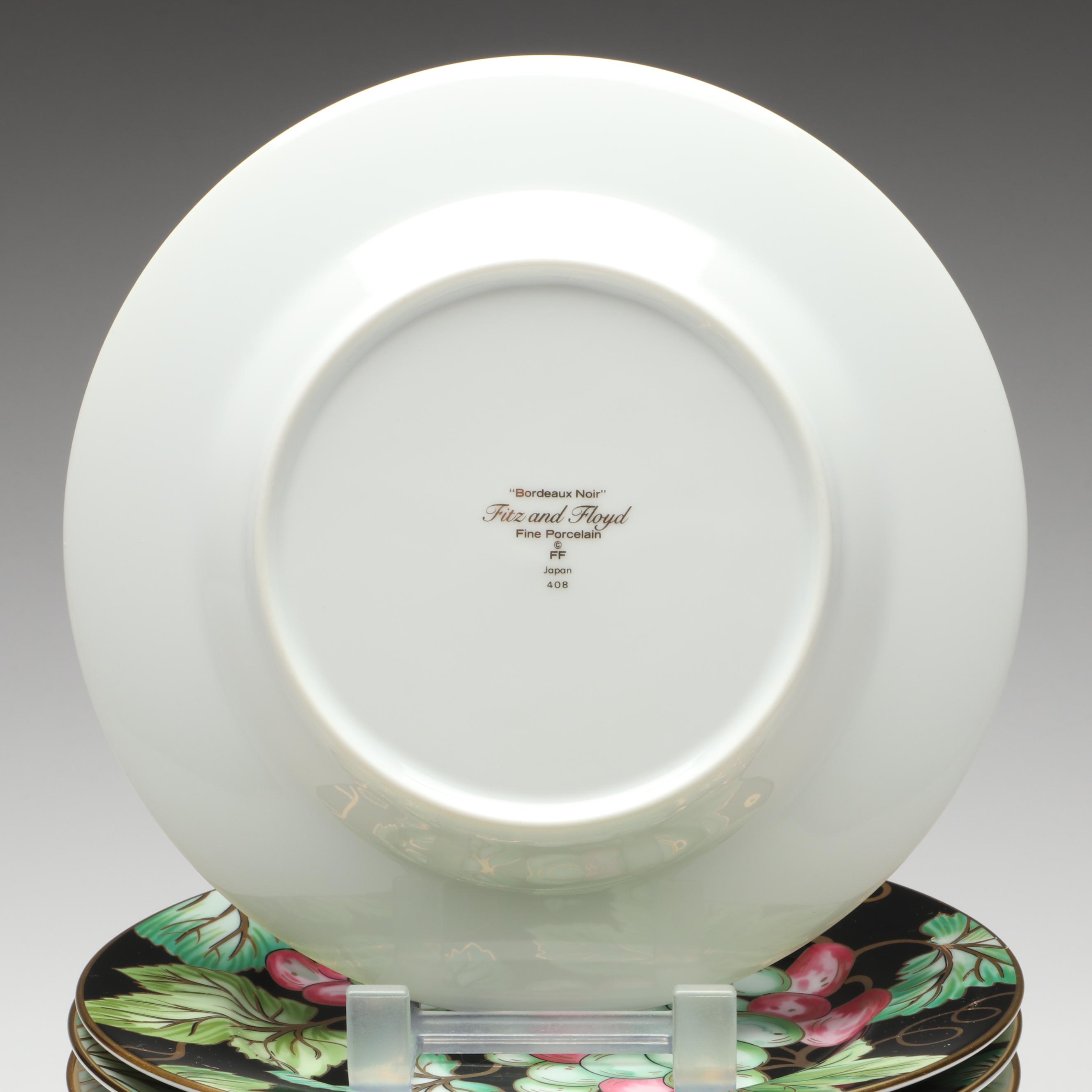 Fitz & Floyd "Bordeaux Noir" Porcelain Salad Plates
