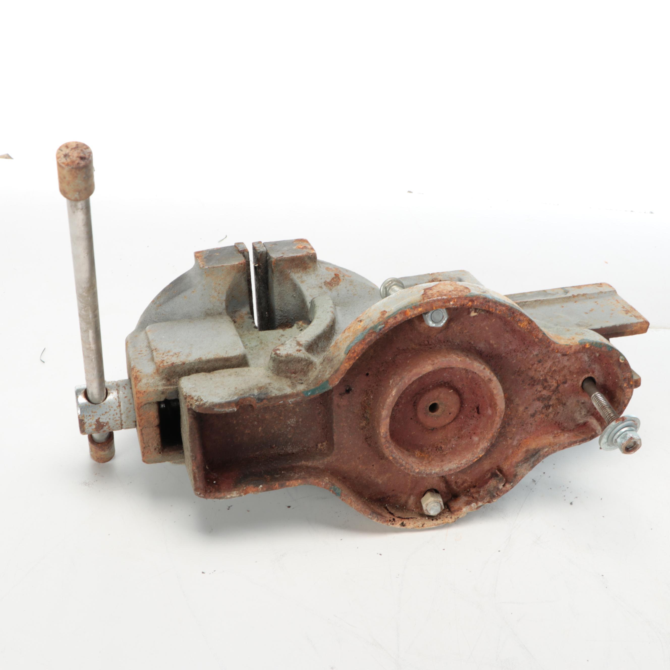 Metal Bench Vise and Wooden Clamps