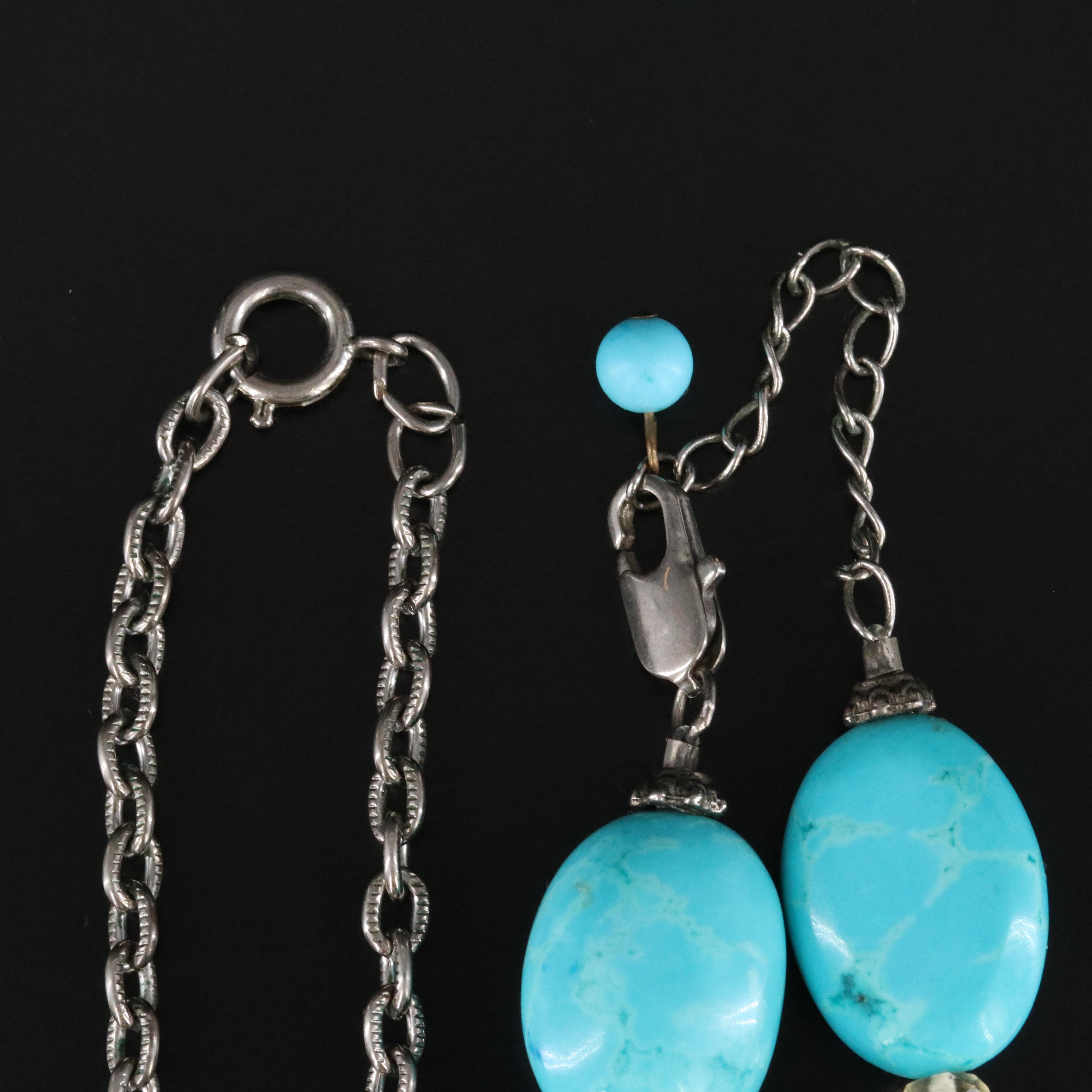 Necklaces Featuring Sterling Flask Pendant and Turquoise