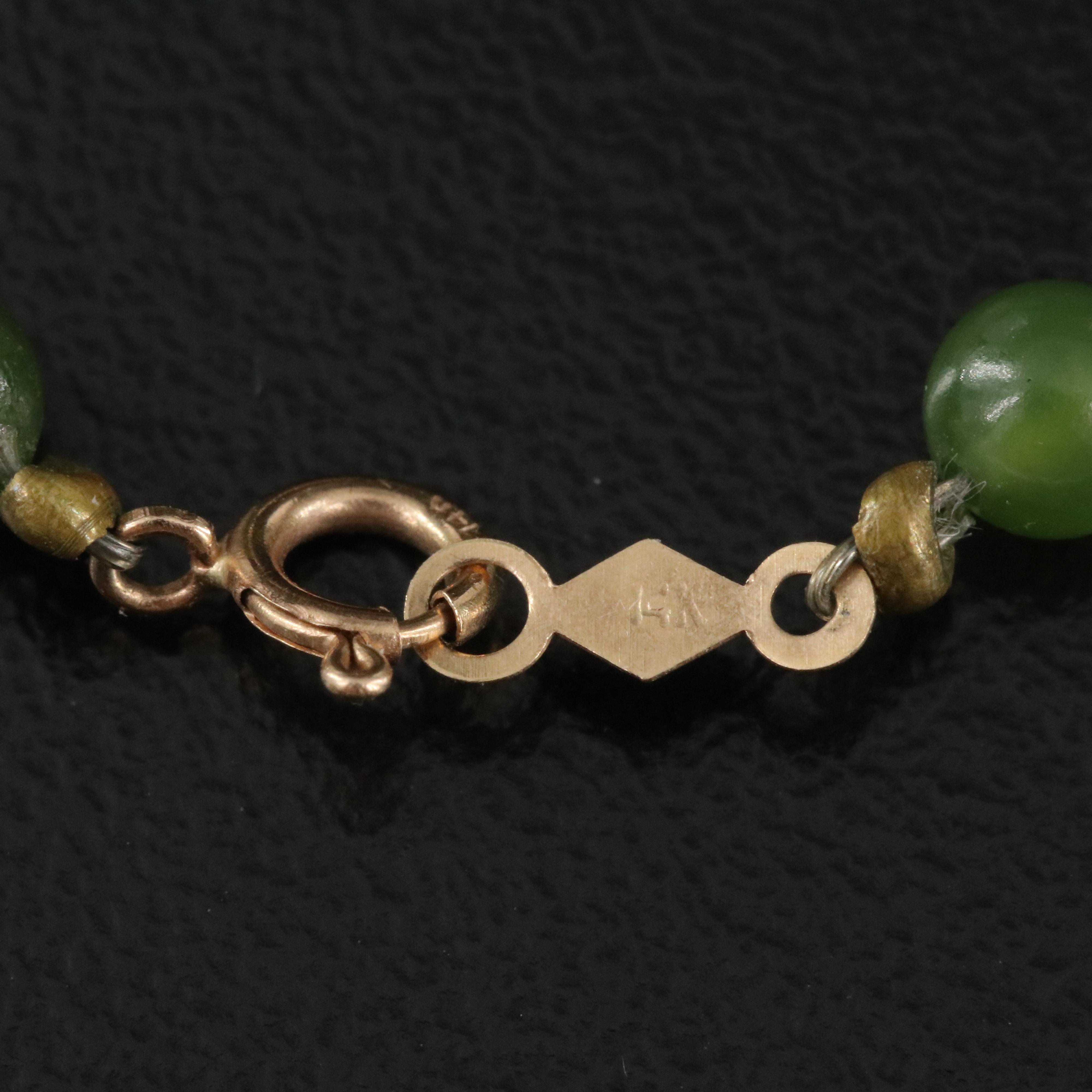 14K Nephrite and Pearl Bracelet