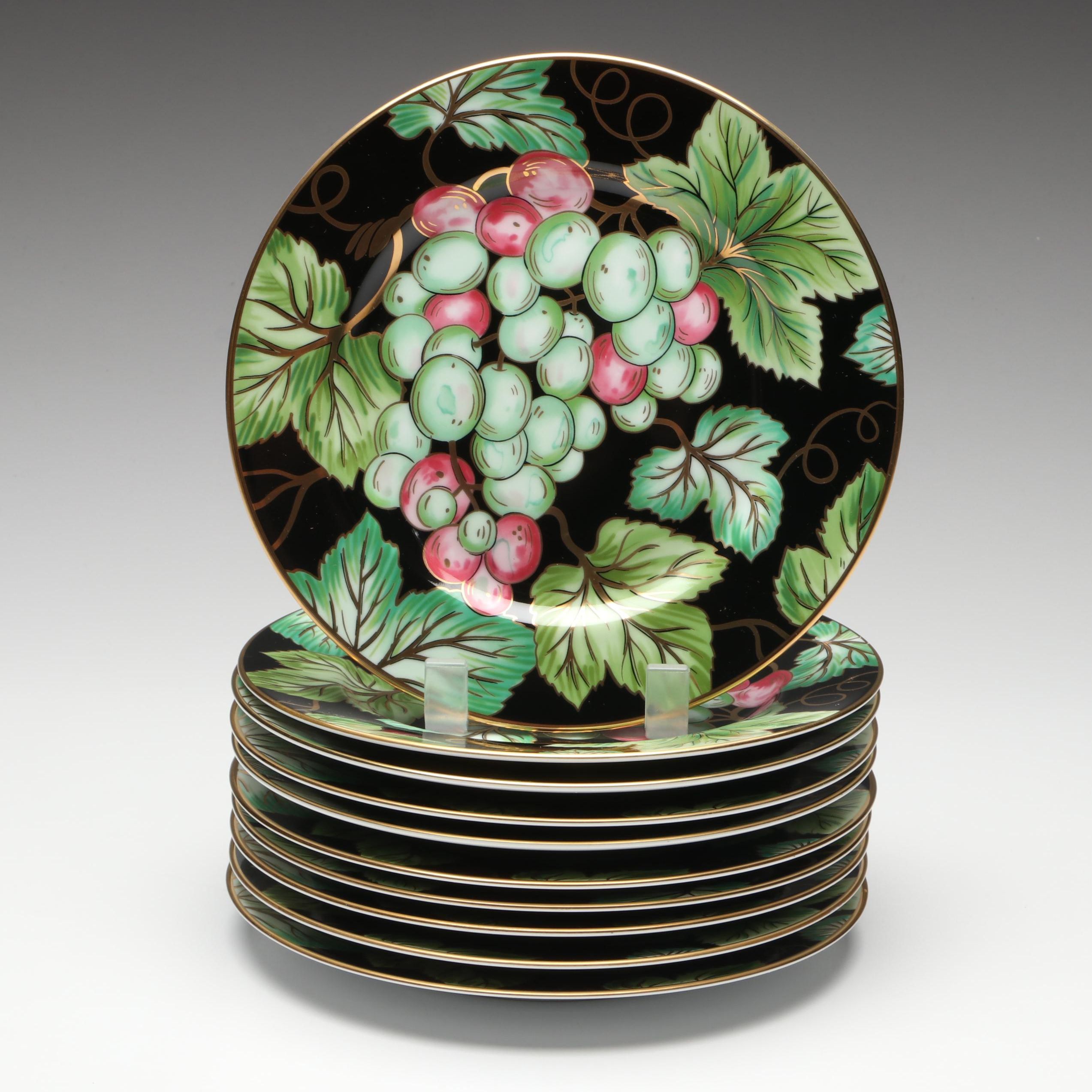 Fitz & Floyd "Bordeaux Noir" Porcelain Salad Plates