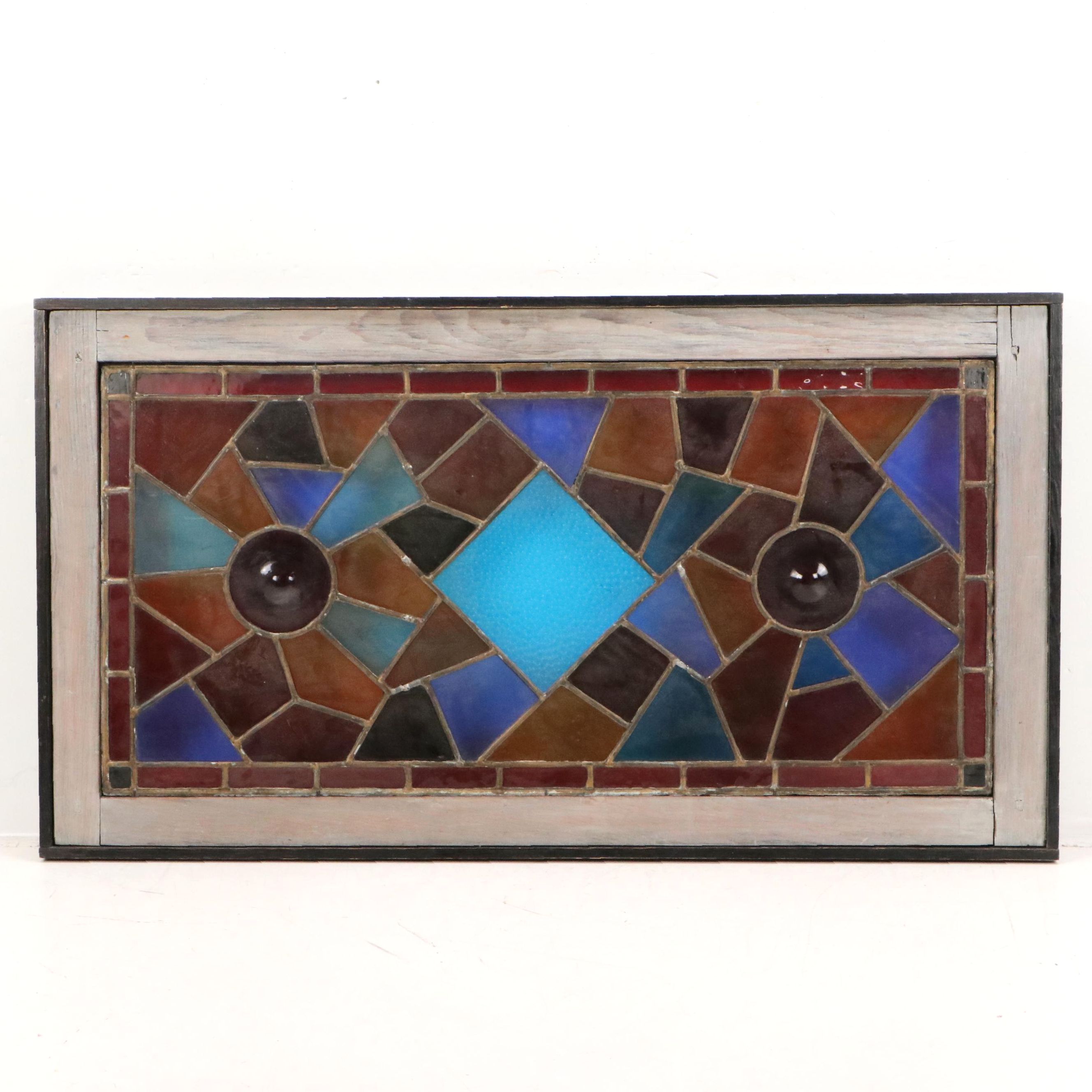 Abstract Geometric Stained Glass Window Panel