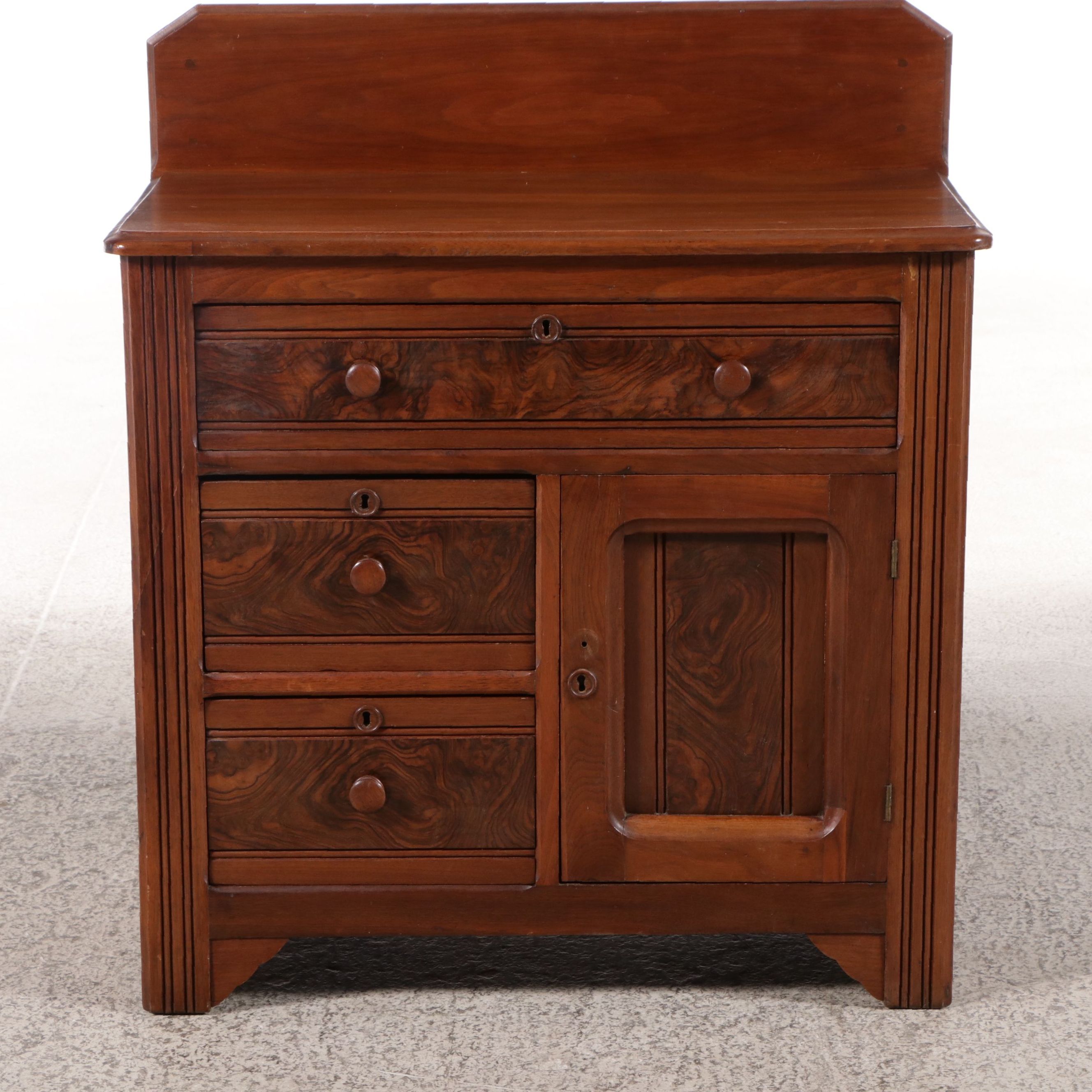 Victorian Walnut and Burl Washstand, Late 19th Century