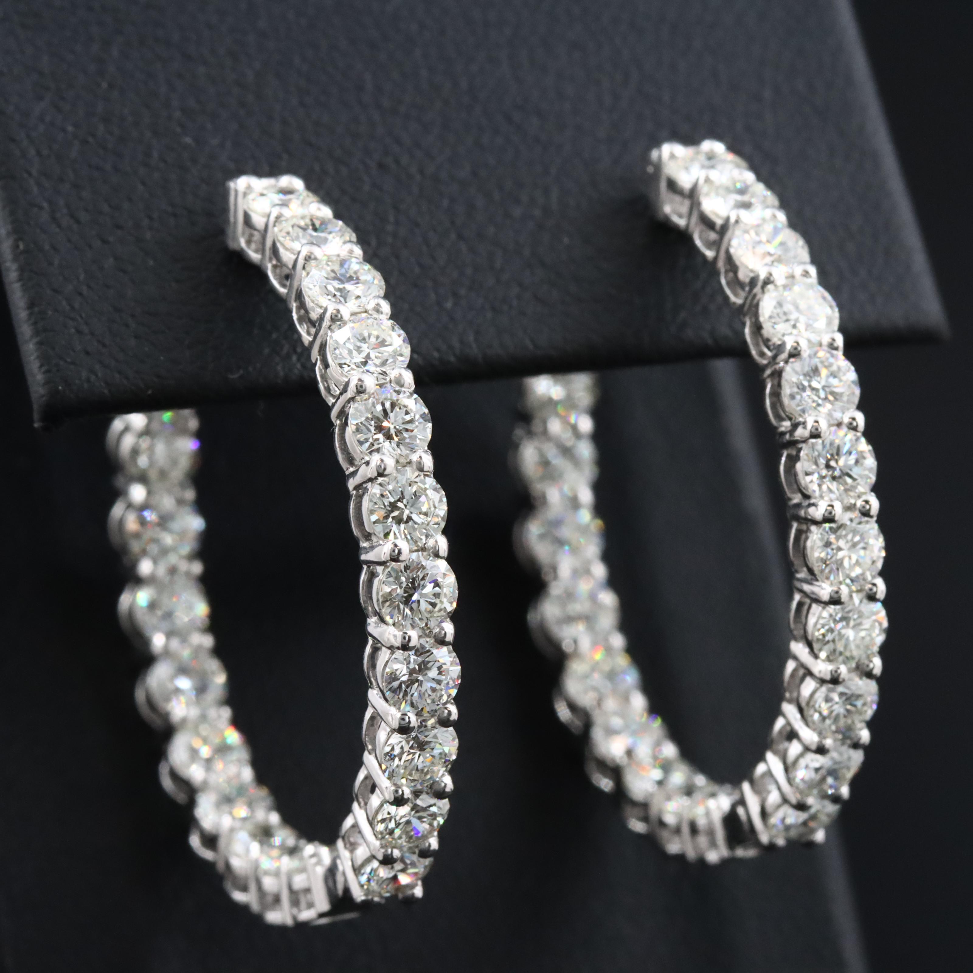 Platinum 6.13 CTW Diamond Inside-Out Hoop Earrings