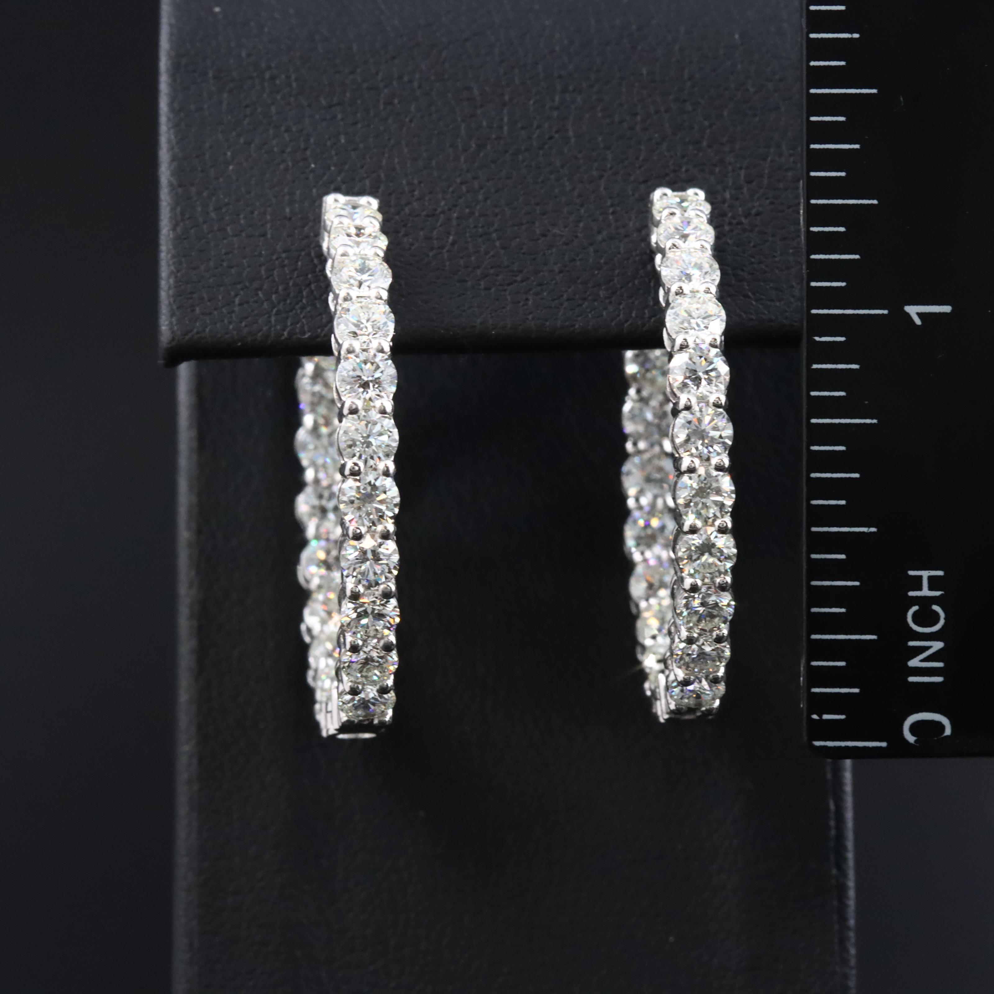Platinum 6.13 CTW Diamond Inside-Out Hoop Earrings