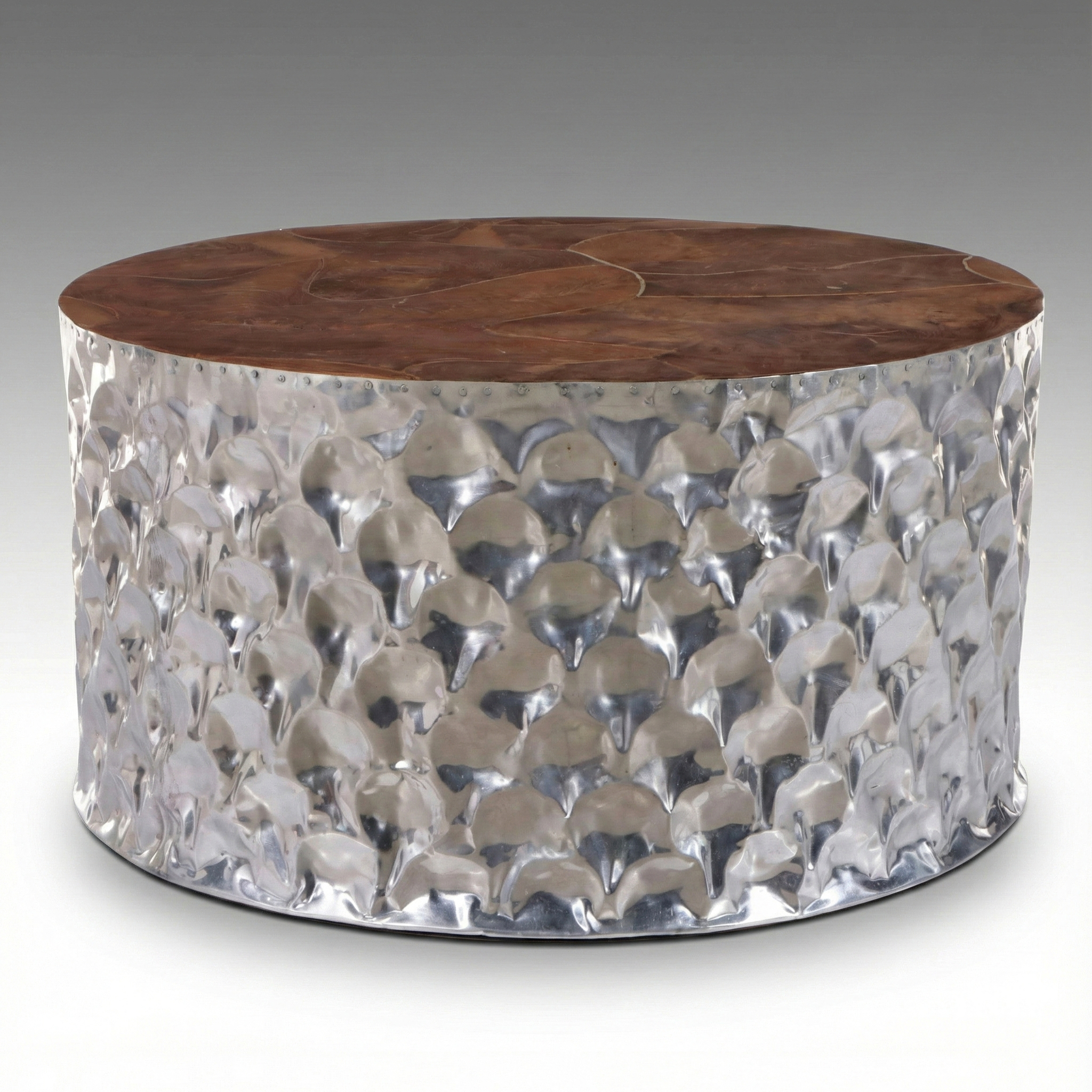 Furniture Classics Teak Root and Hammered Aluminum Coffee Table