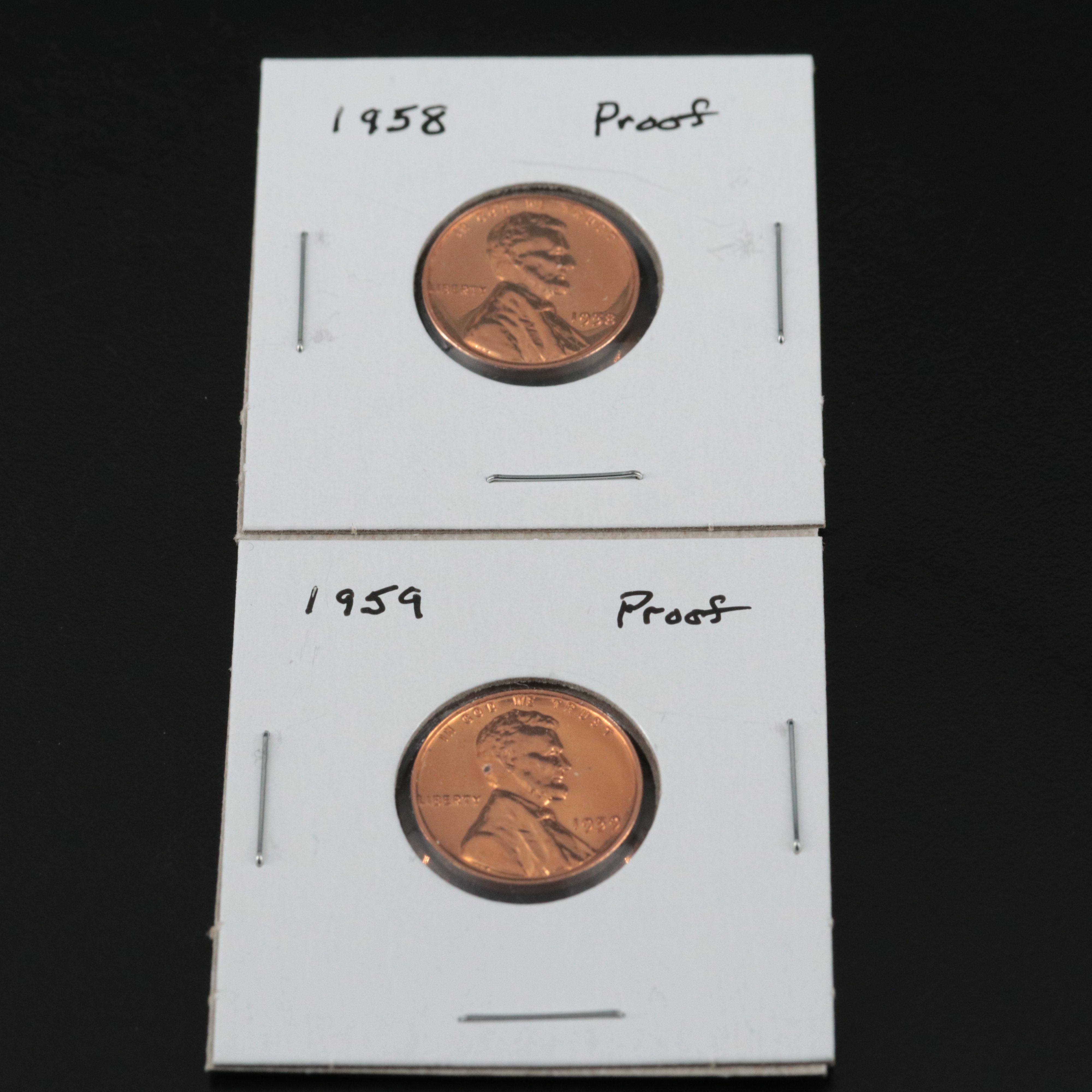 Six Different Lincoln Cent Proof Coins 1954-1959
