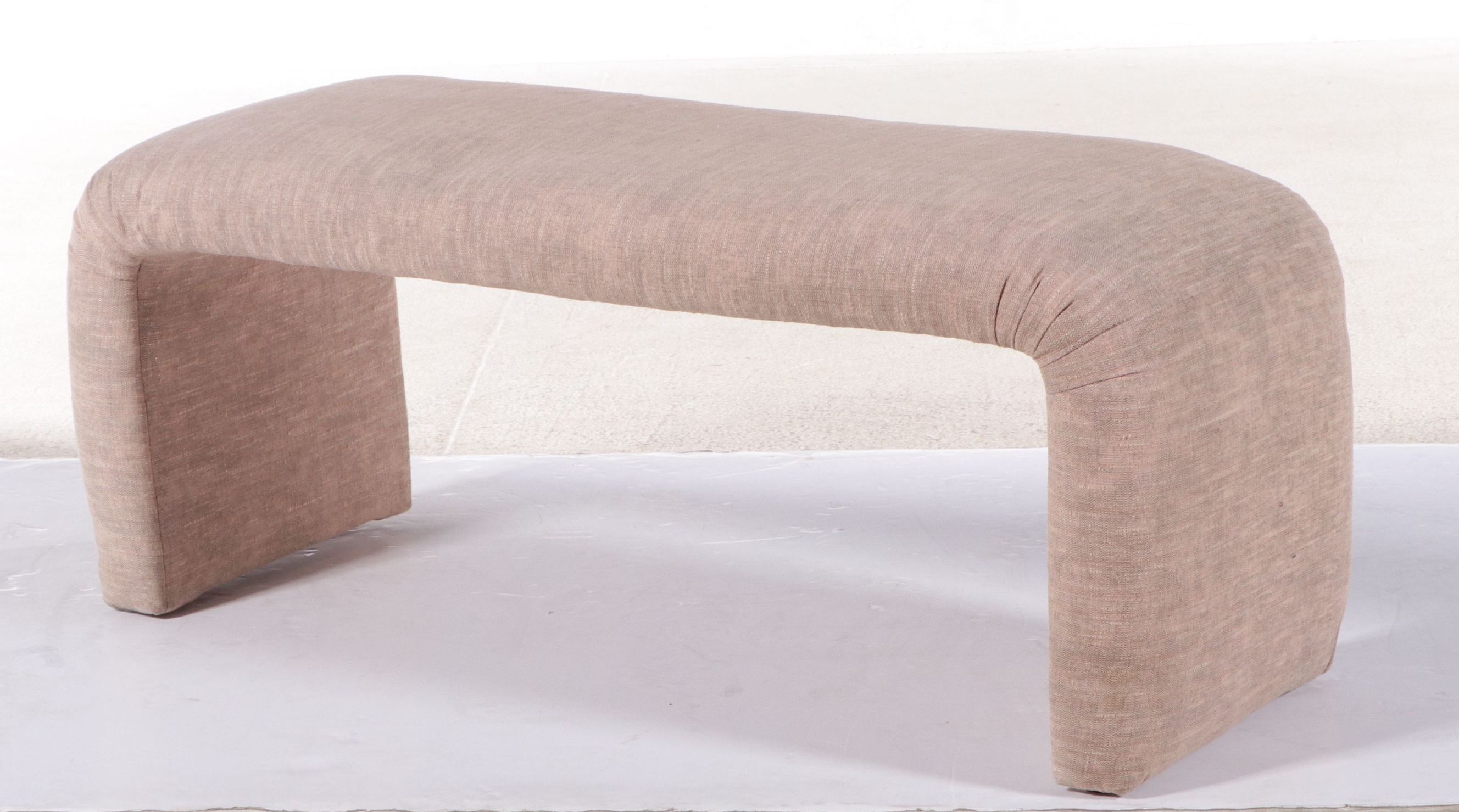 Postmodernist Upholstered Padded Waterfall Bench, Manner of Karl Springer