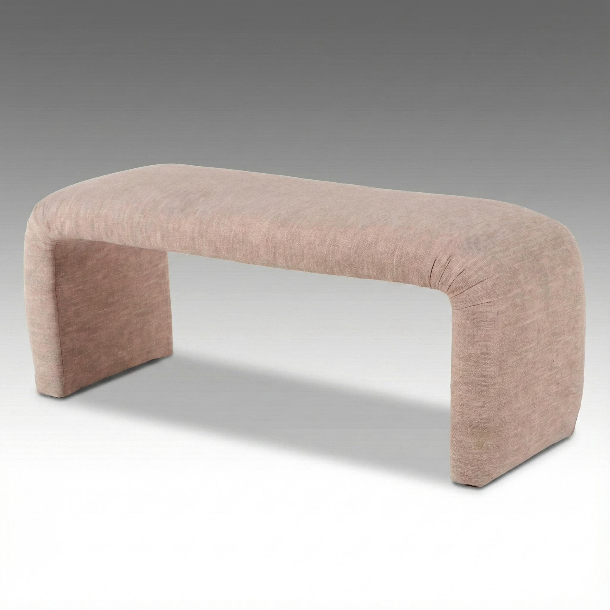 Postmodernist Upholstered Padded Waterfall Bench, Manner of Karl Springer