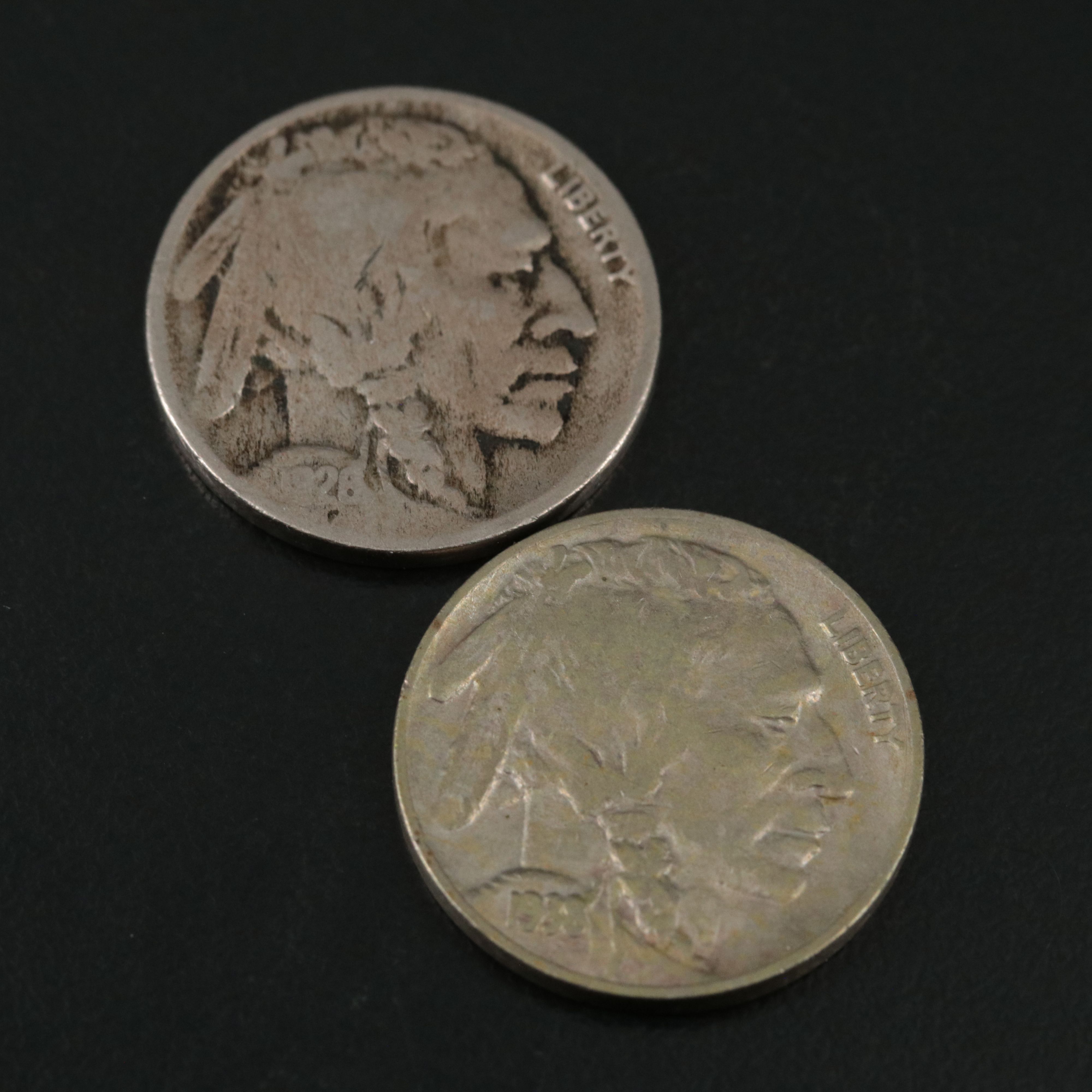 Five Buffalo Nickels:  1917-D, 1918-D, 1918-S, 1926-D and 1938-D